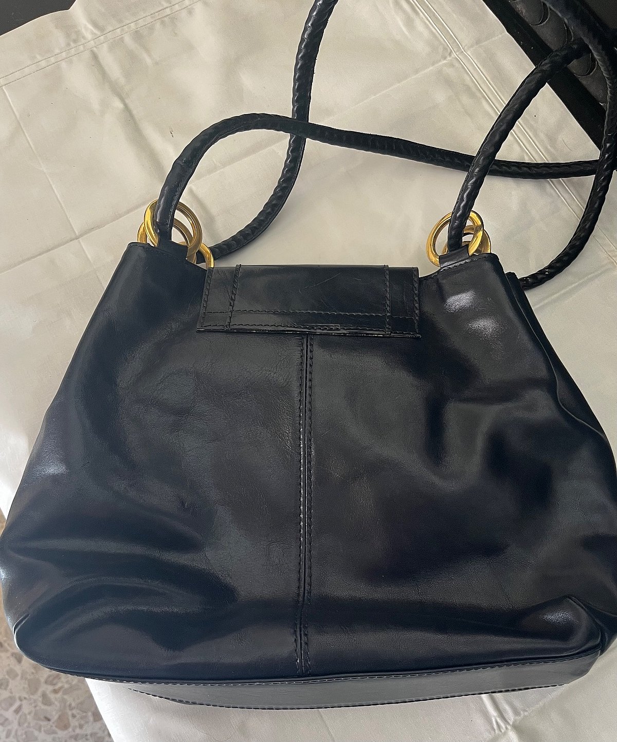 Bolso de hombro clásico de piel negra, foto 5