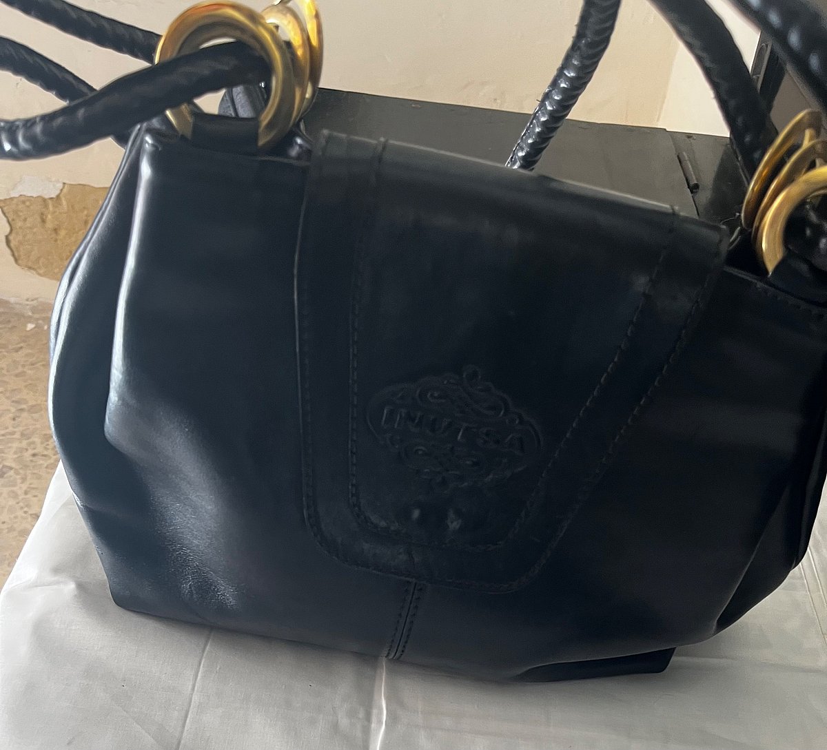 Bolso de hombro clásico de piel negra, foto 6