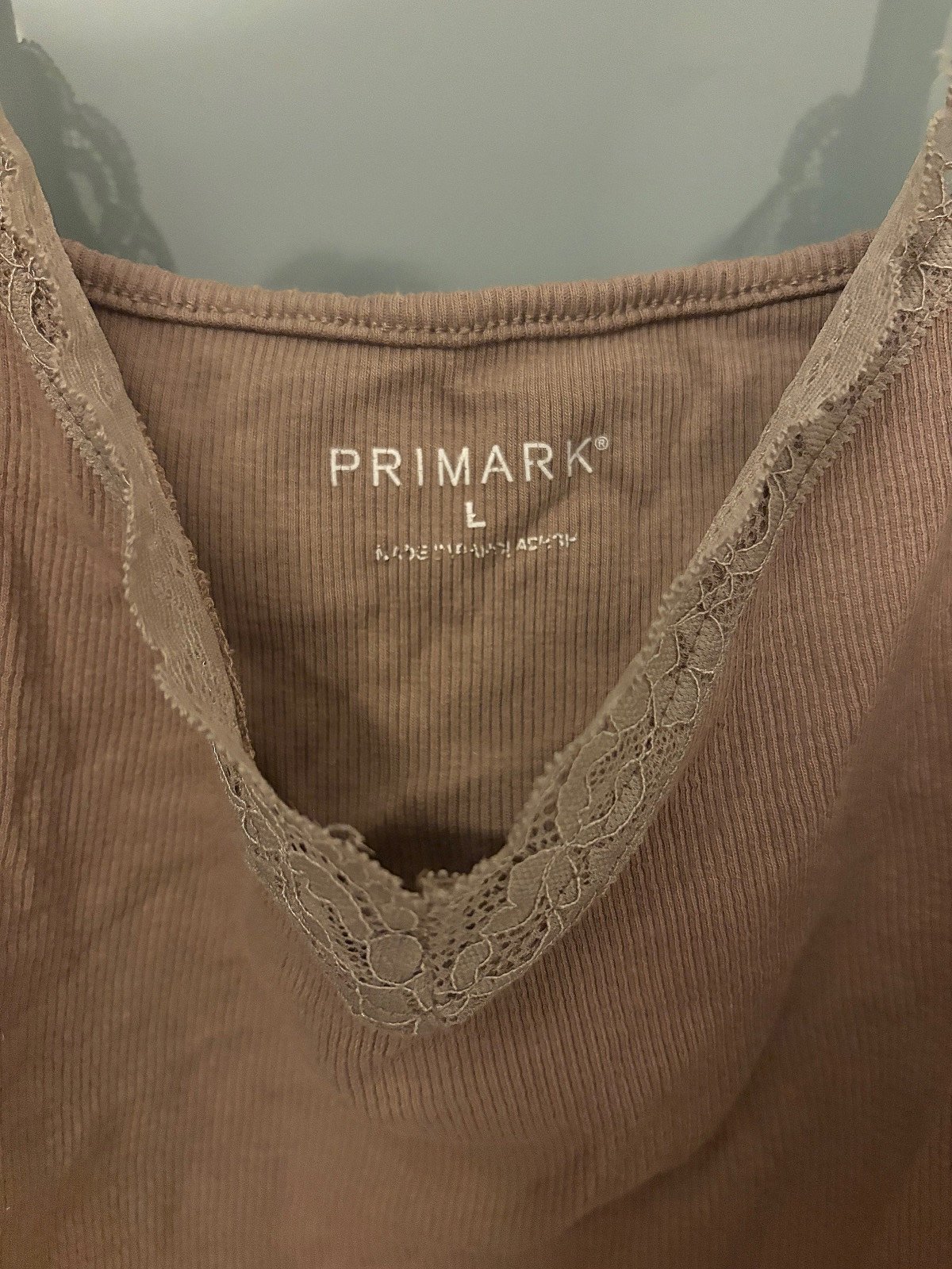 Ribbed cami top with lace, photo 2