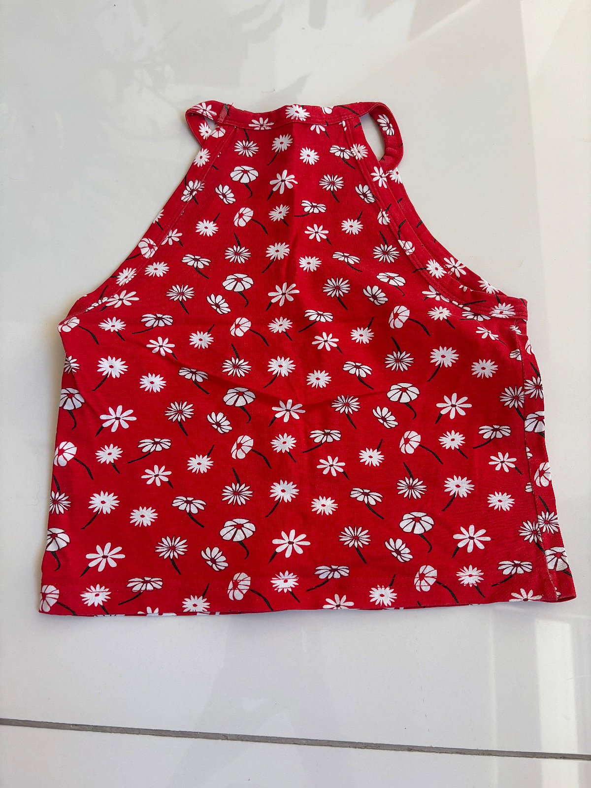 Red Daisy Print Halter Top, photo 3
