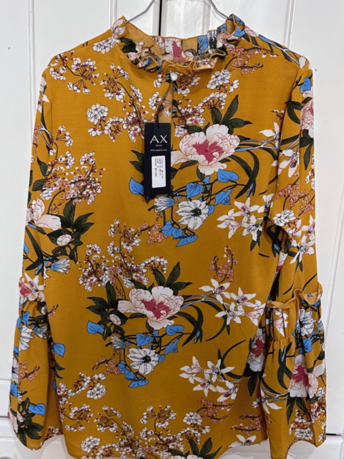 Floral High Neck Mustard Blouse, photo 2