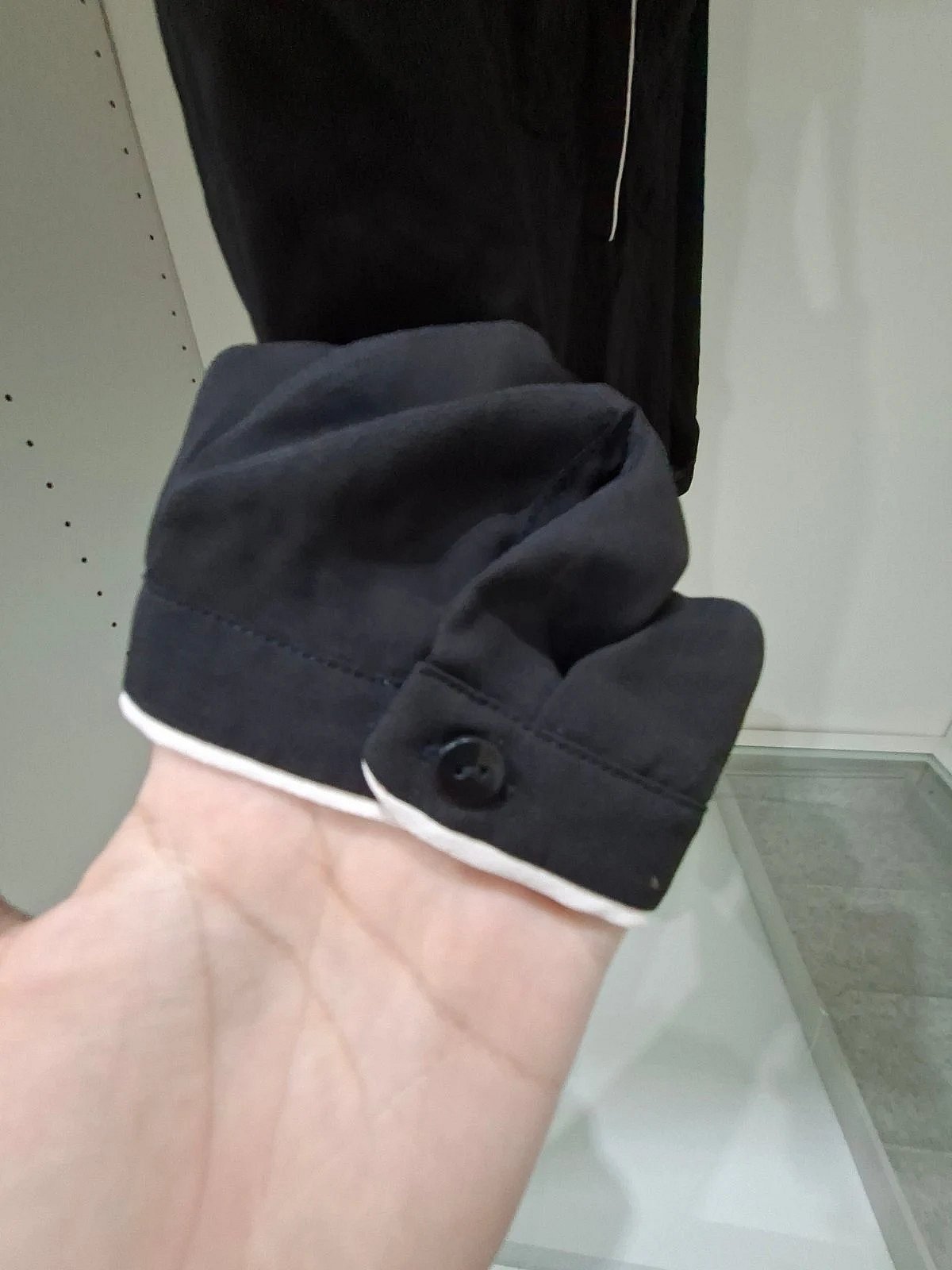 Black blouse with white piping, photo 3