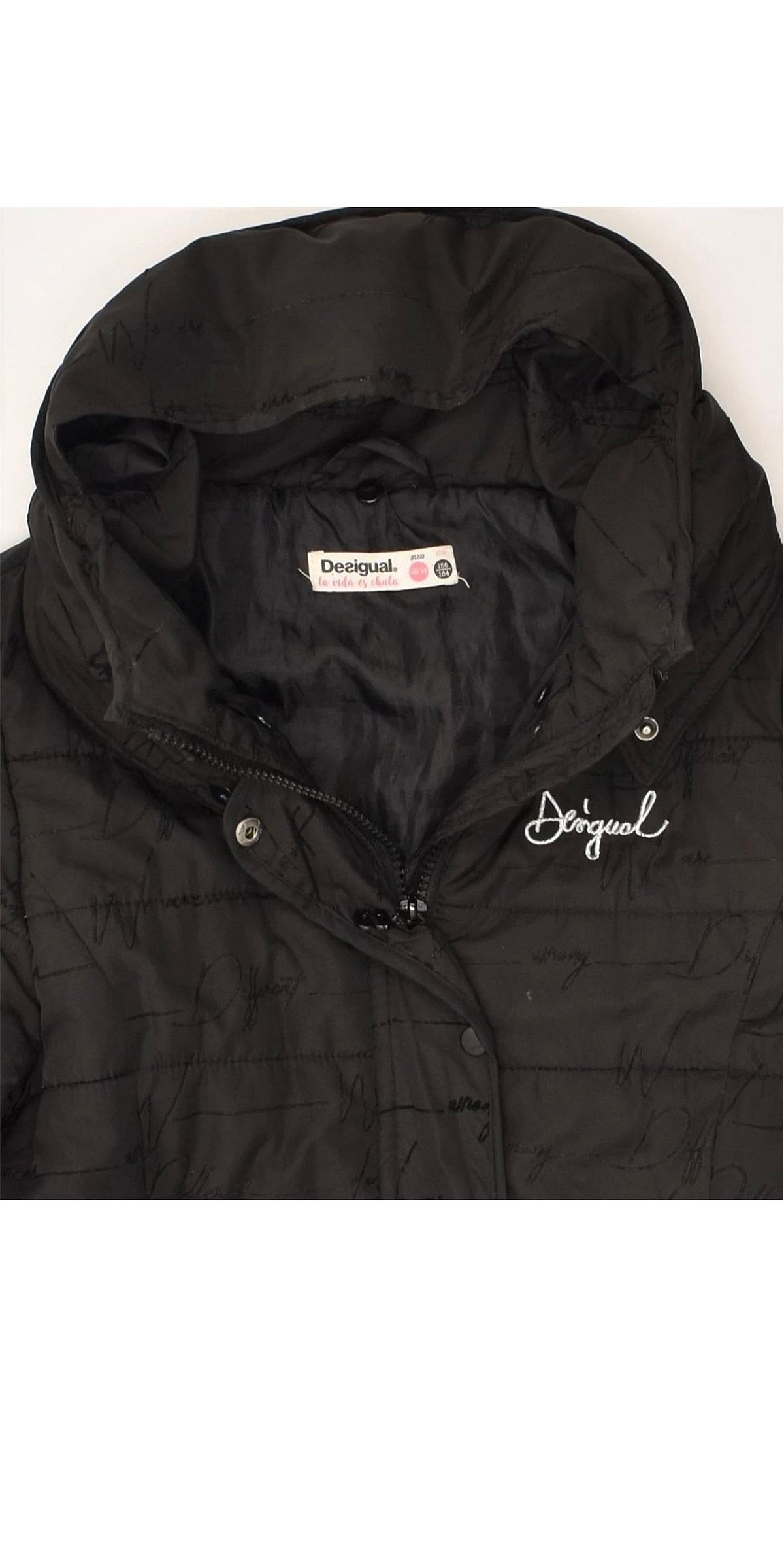 Desigual Black Quilted Coat size13 /14 years-girls - photo 3