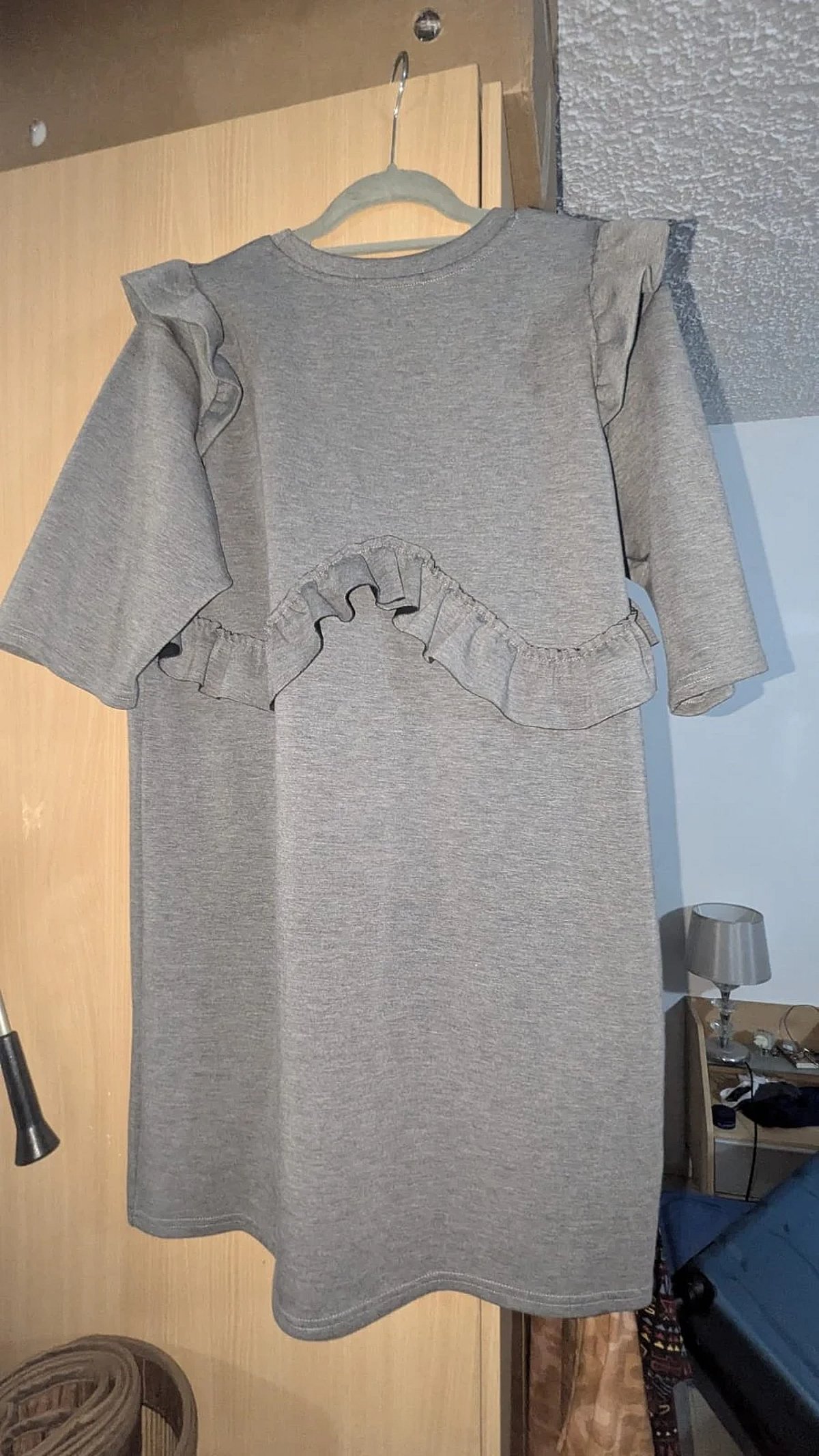 Grey Ruffled Jersey Mini Dress, photo 2