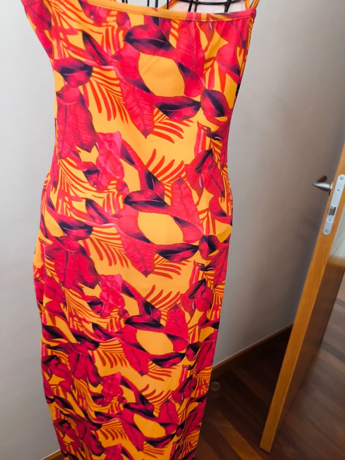 Orange red tropical maxi dress, photo 2