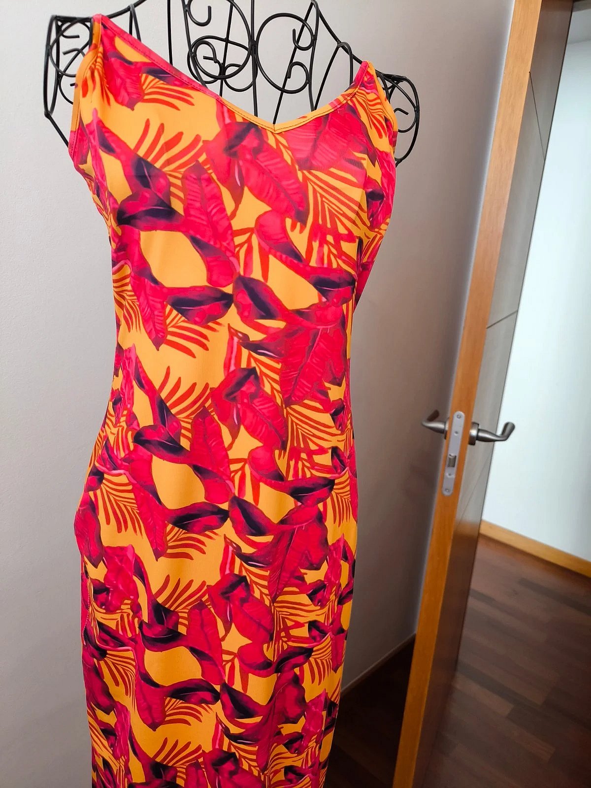 Orange red tropical maxi dress, photo 4
