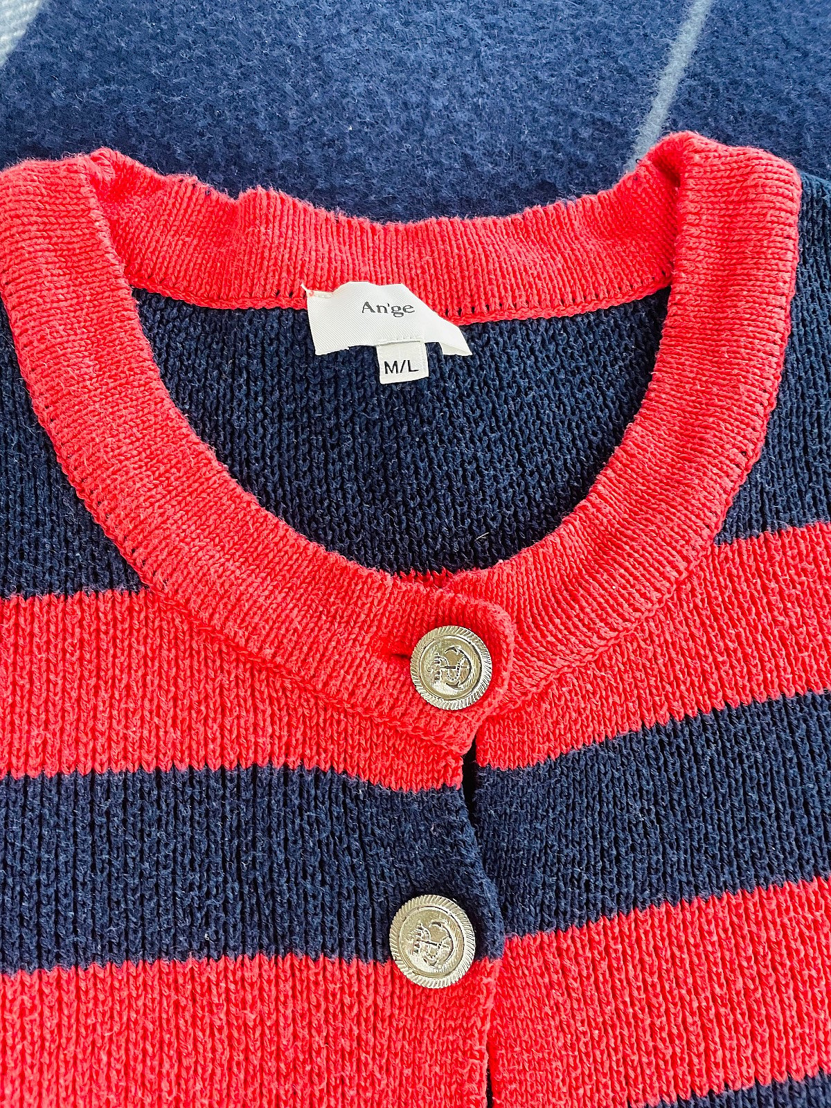 An’ge striped button-up knit cardigan, photo 2