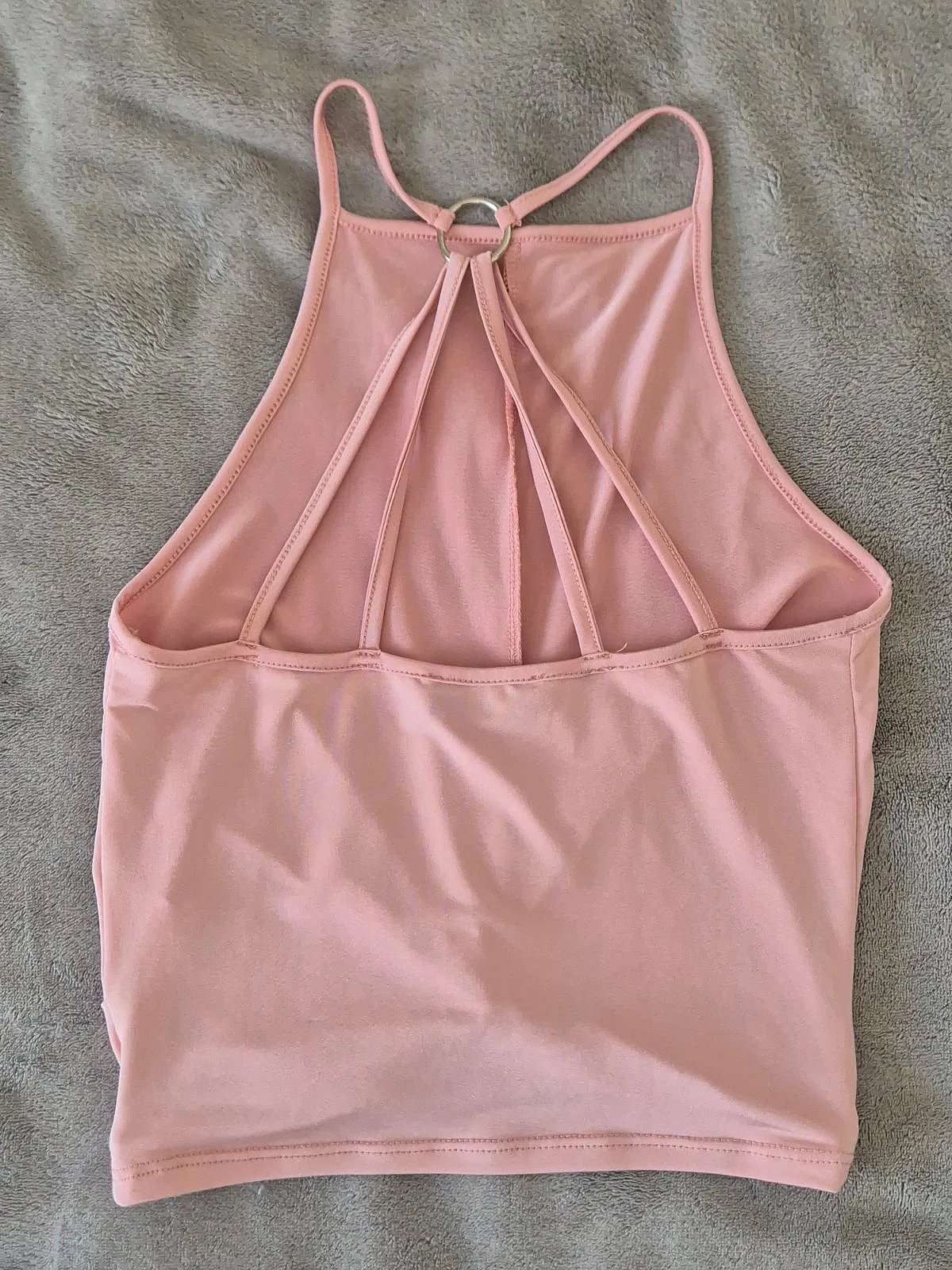 Top corto rosa con scollo all'americana, foto 2