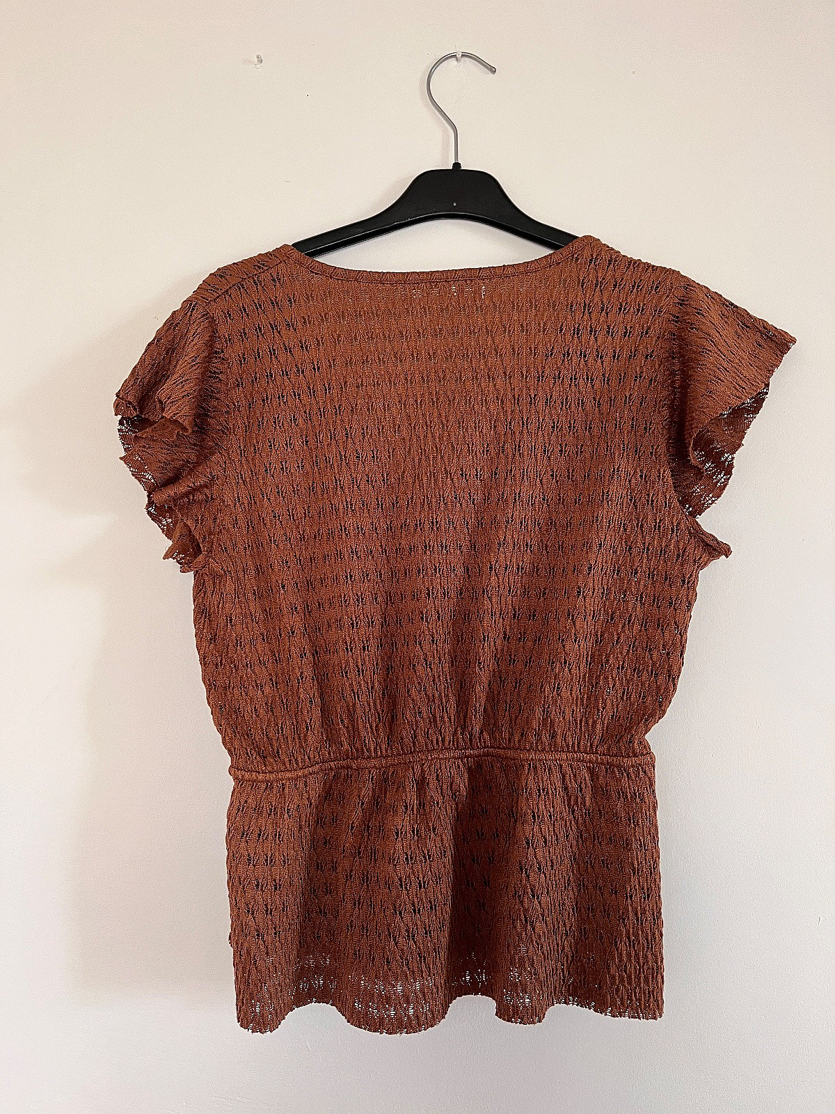 Brown Textured Wrap Top - photo 2