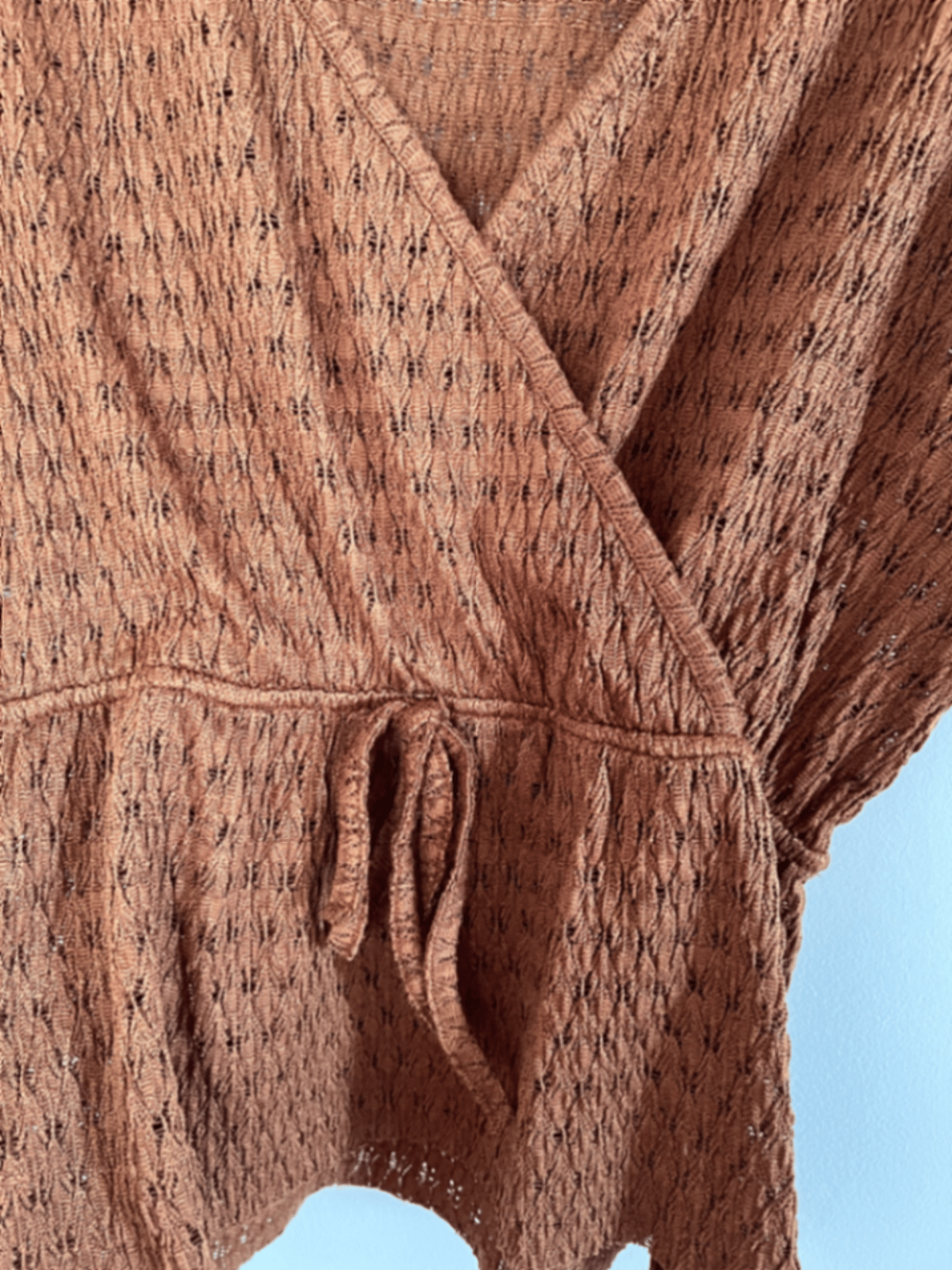 Brown Textured Wrap Top - photo 3