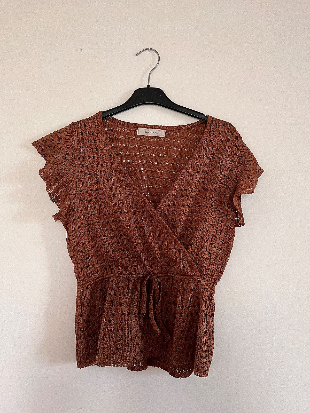 Brown Textured Wrap Top - photo 5