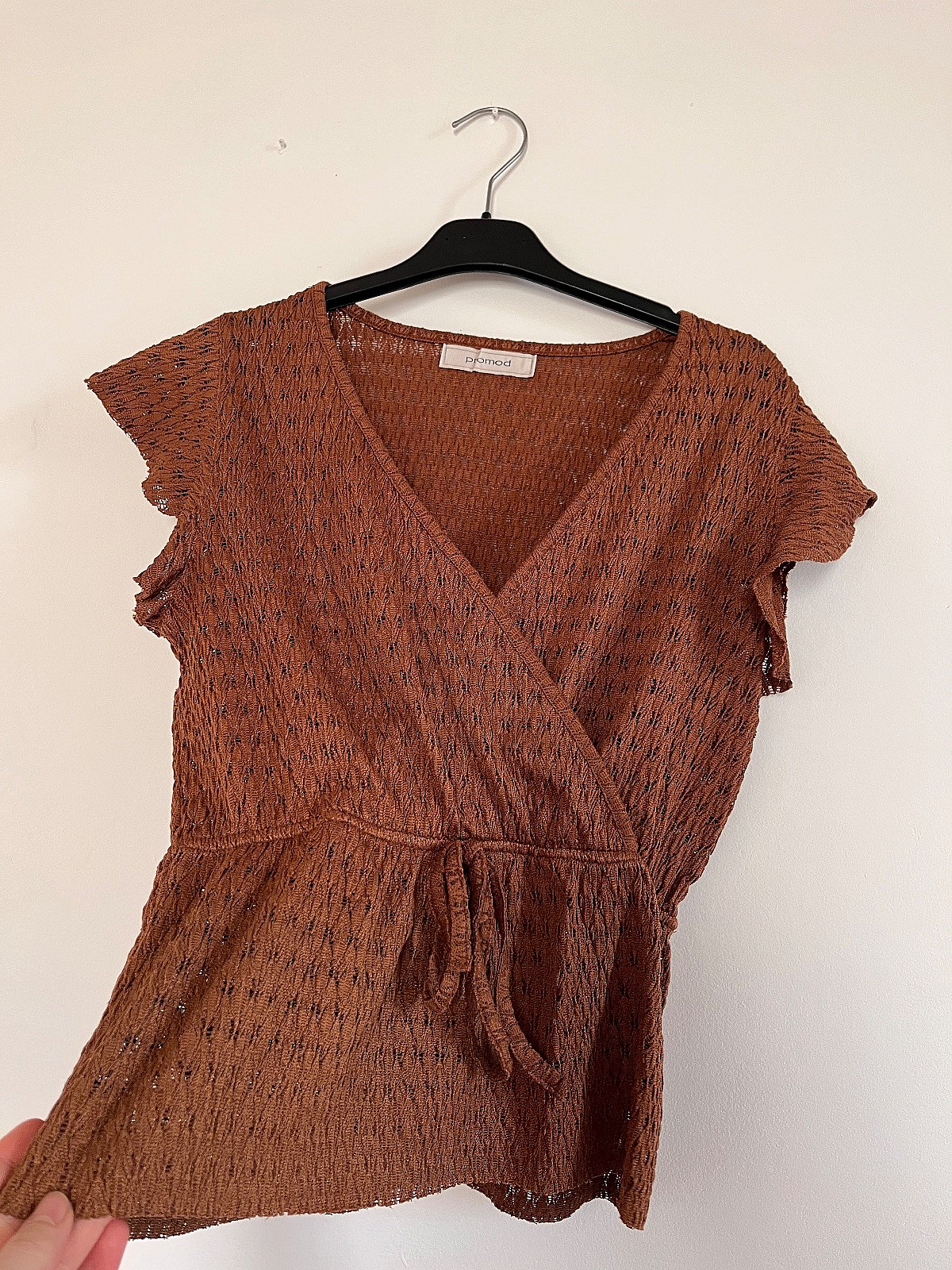 Brown Textured Wrap Top - photo 6