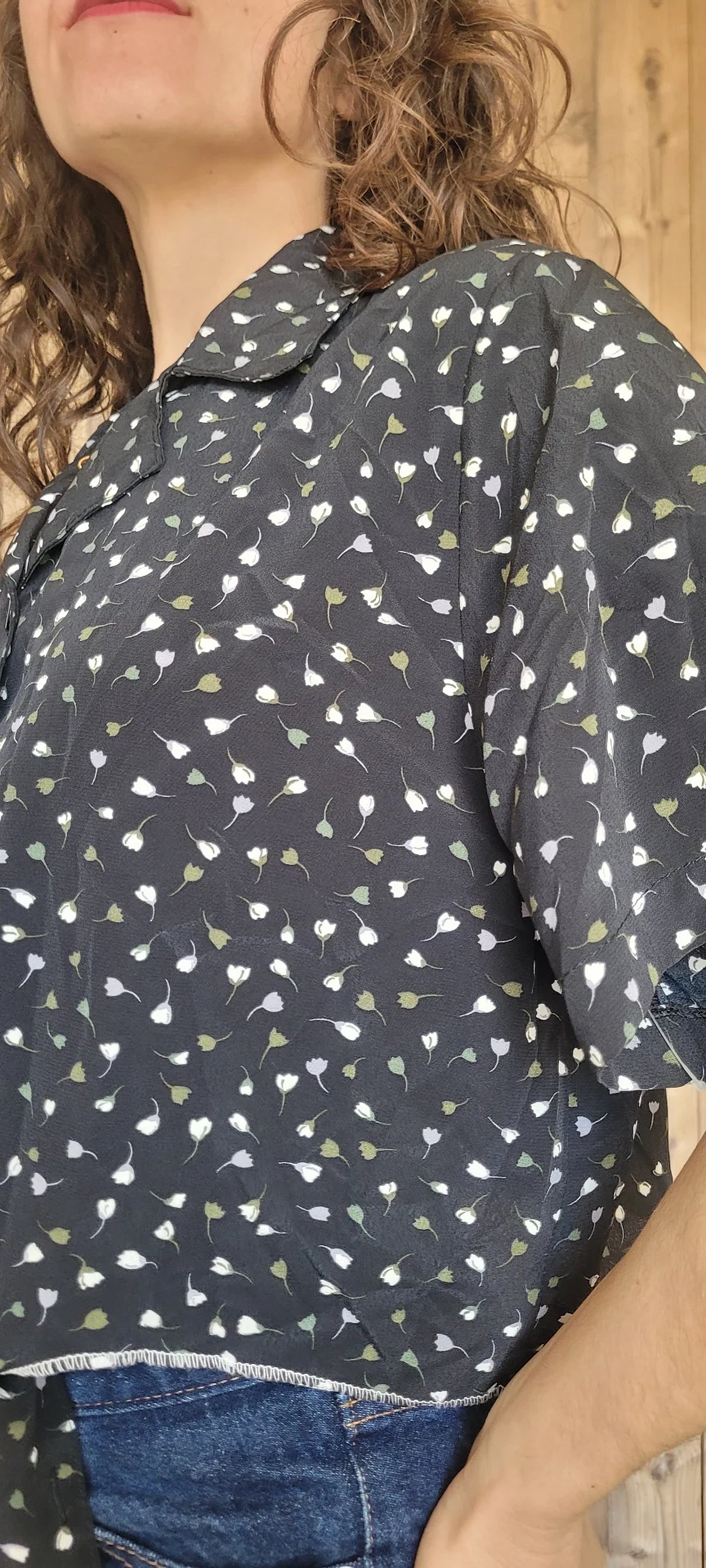 Patterned Short Sleeve Button-Up Blouse, photo 4