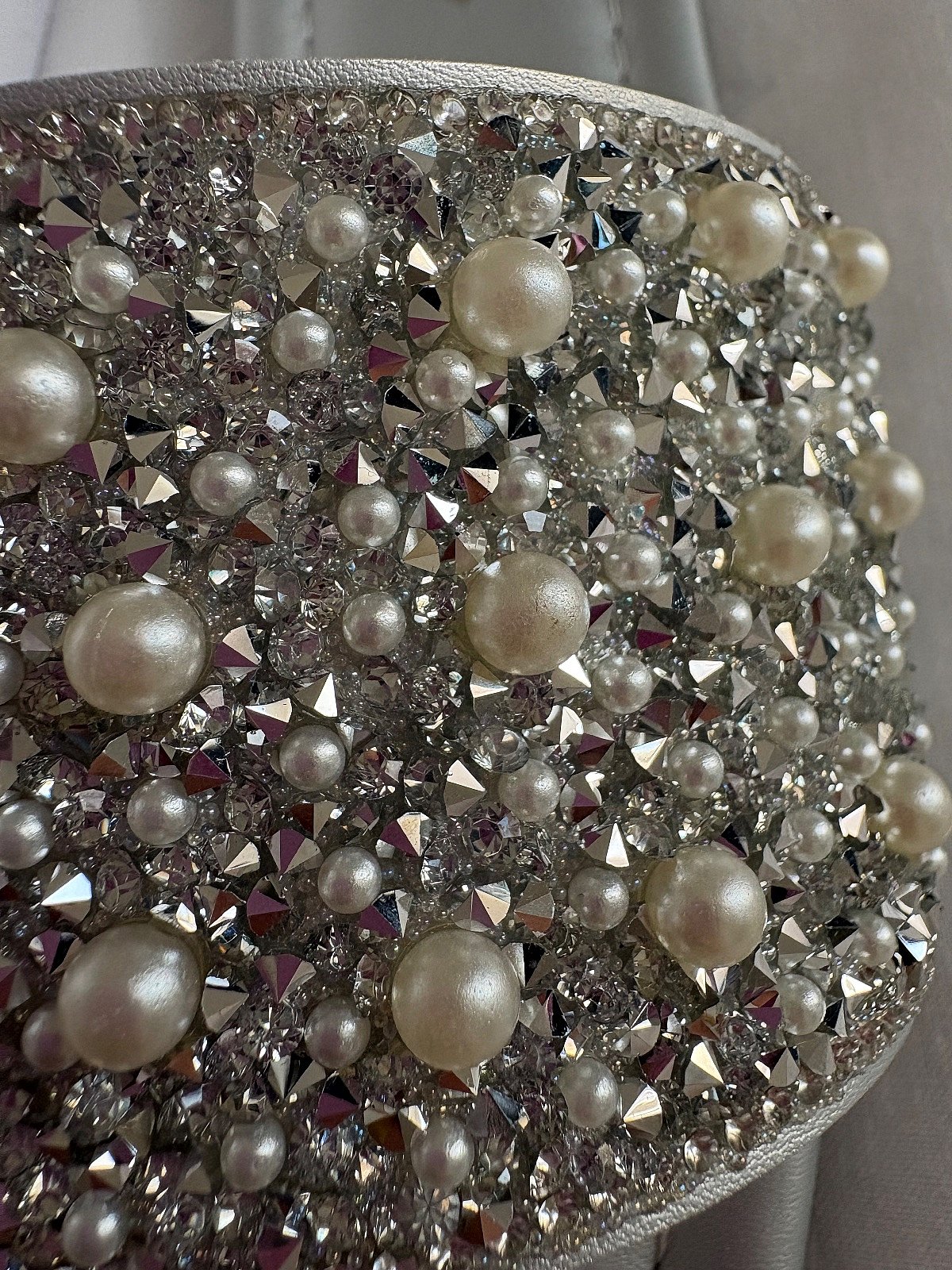 Silver pearl embellished slider shoes , photo 3