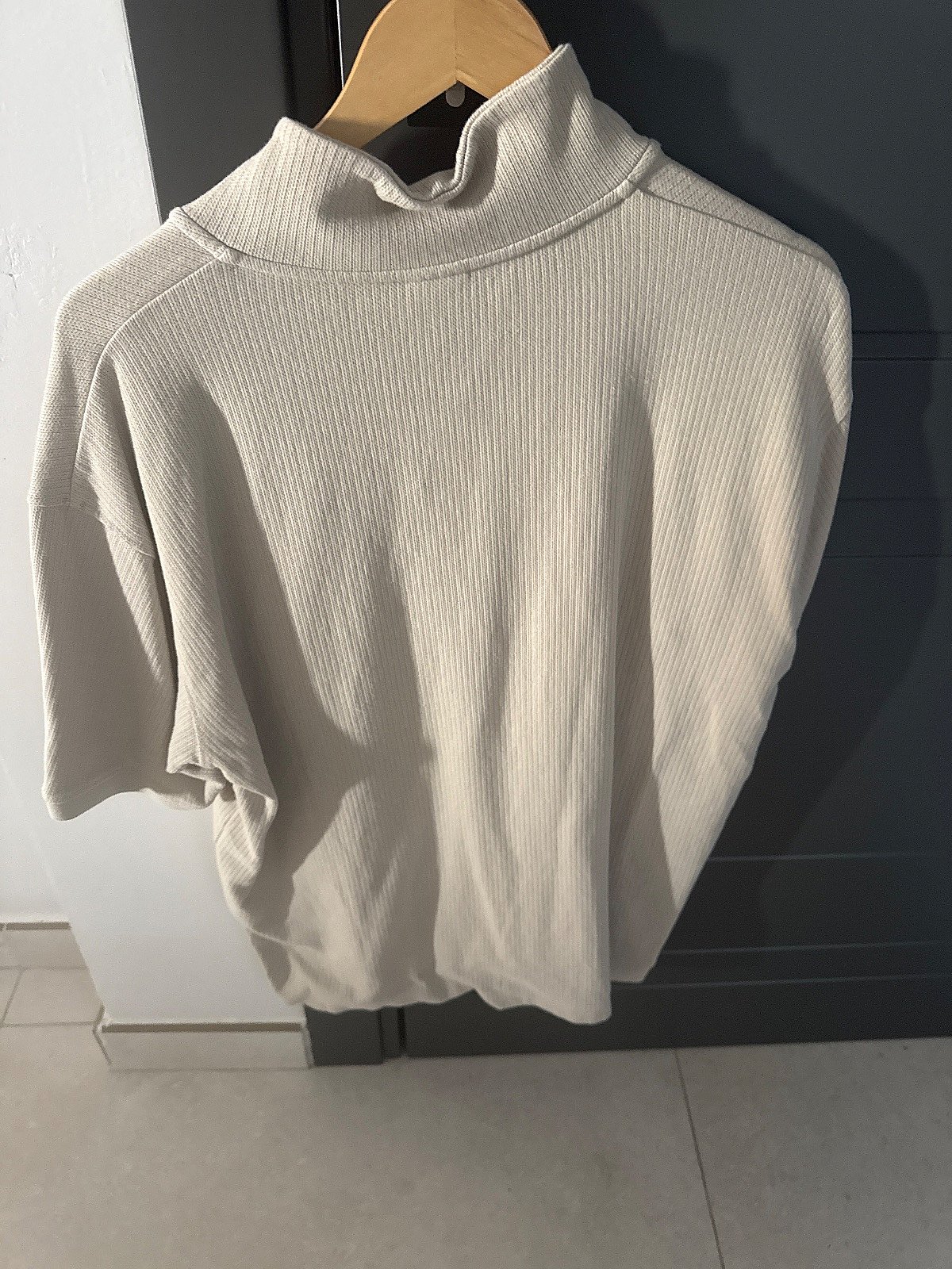 Beige Ribbed Polo Top, photo 2