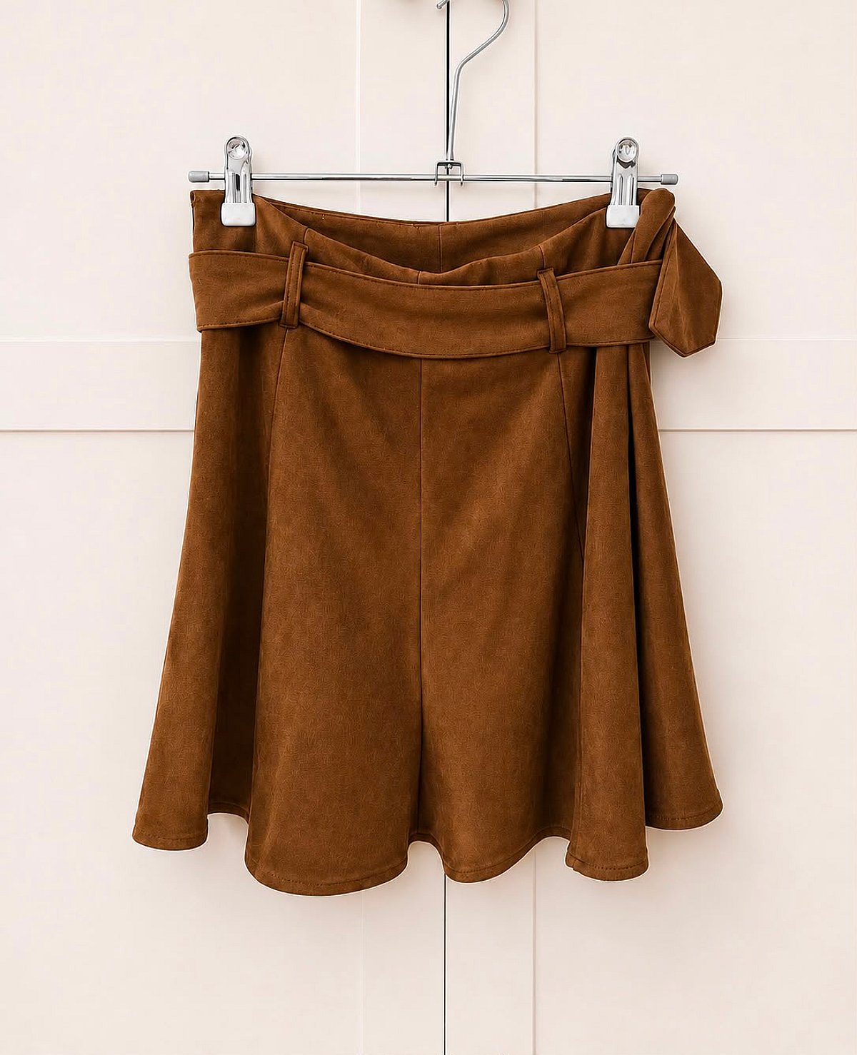 Brown belted A-line skirt, photo 2