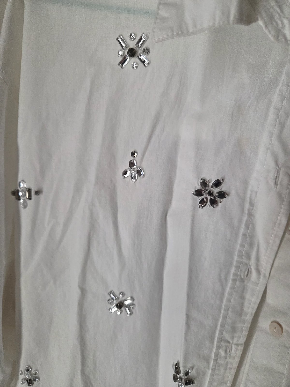 Stradivarius Embellished White Cotton Shirt, photo 2