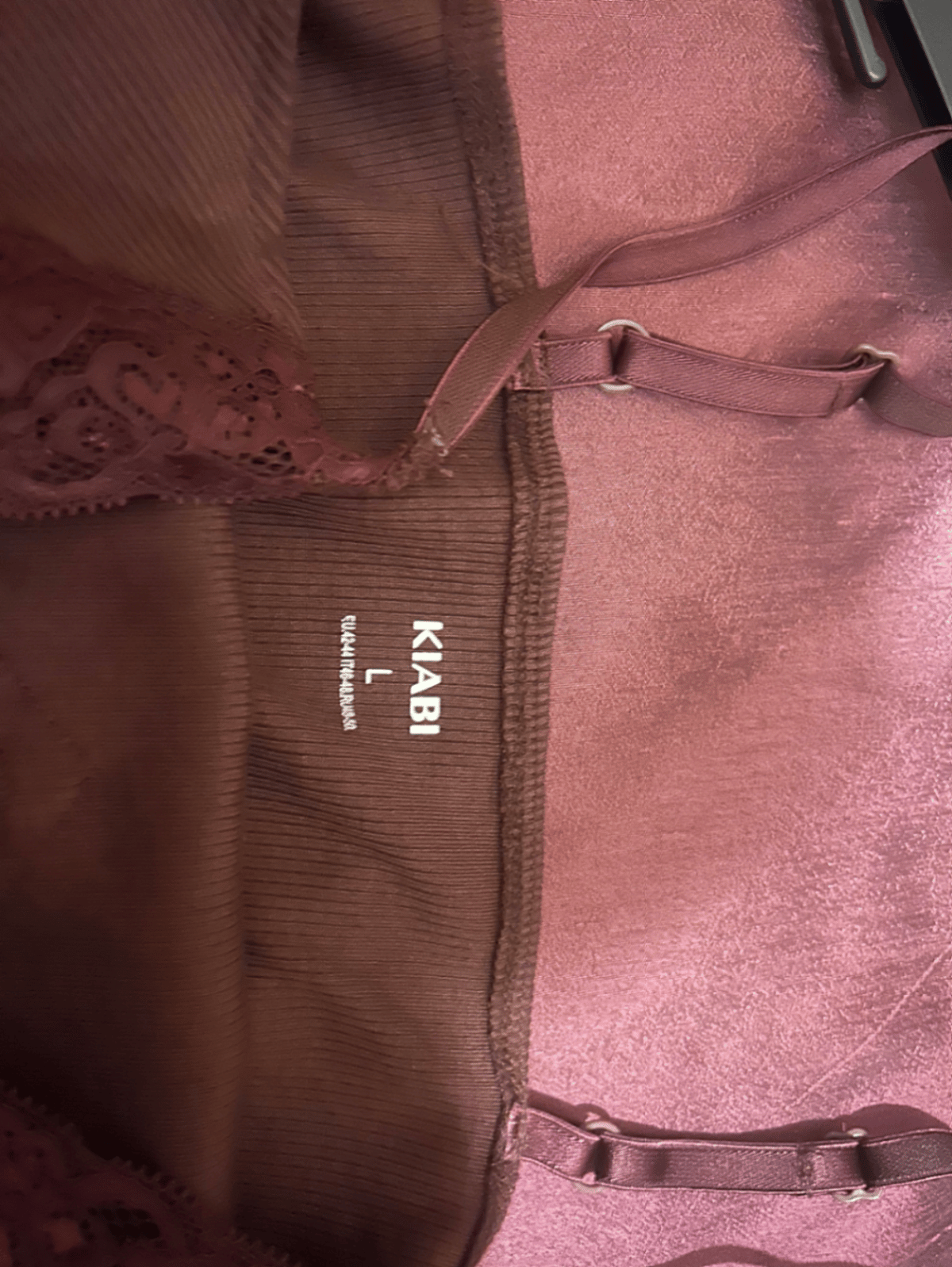 Burgundy Lace Trim Ribbed Bodysuit - photo 4