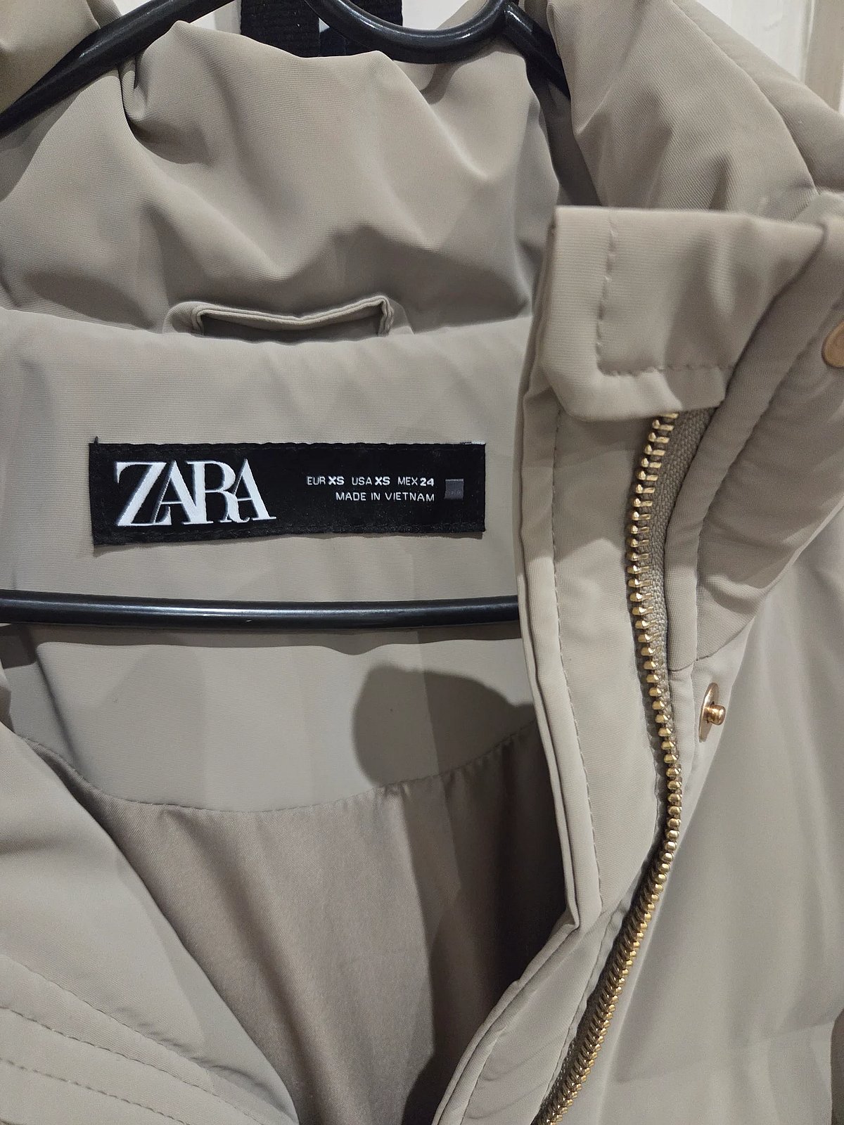 Zara hooded puffer coat beige, photo 6