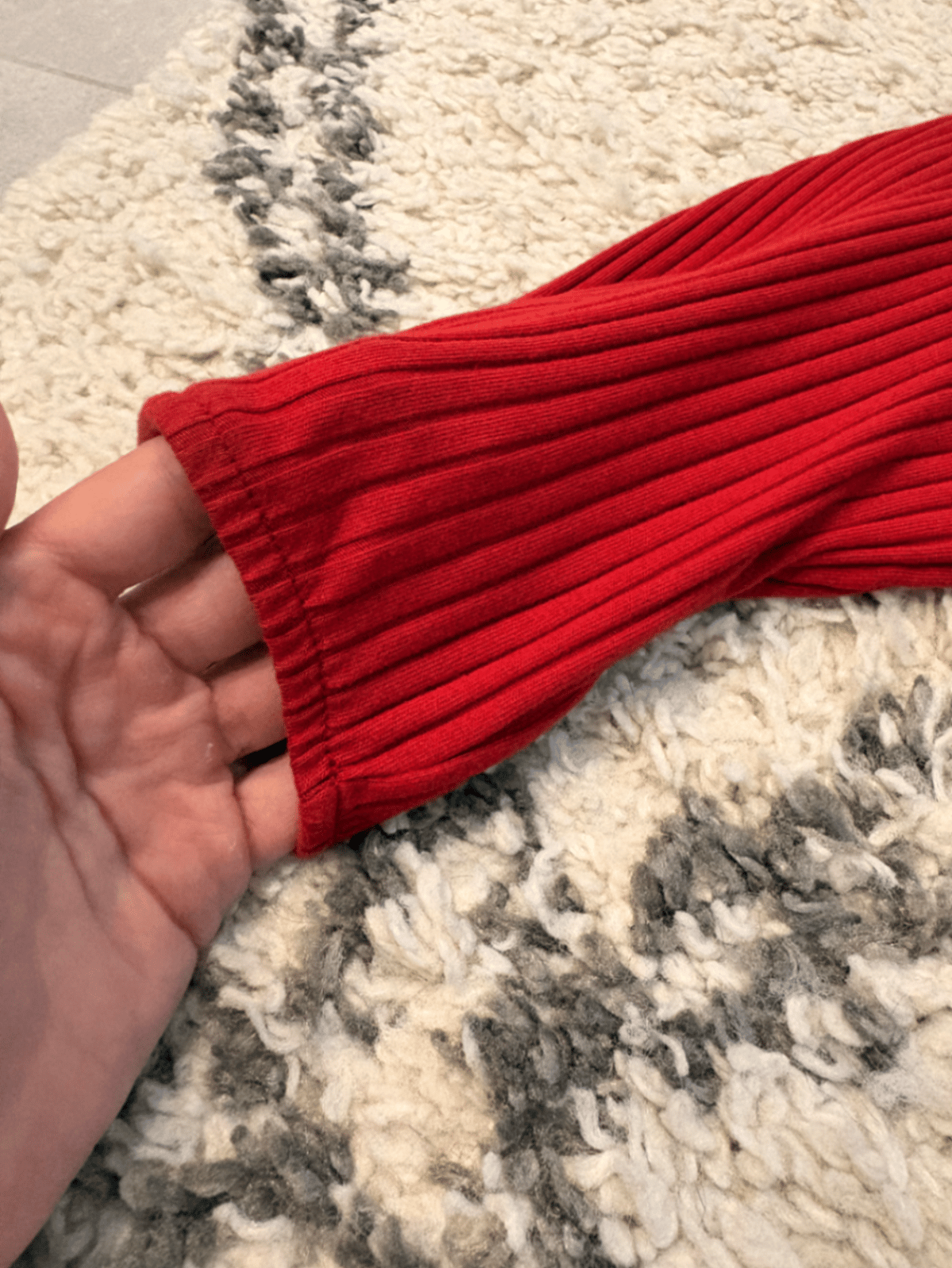 Red Ribbed Crew Neck Dress - photo 2