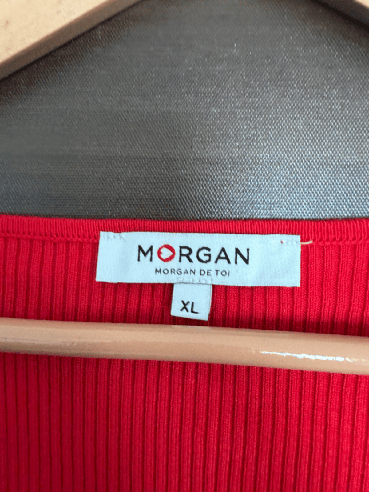 Red Ribbed V-Neck Ring Top - photo 7