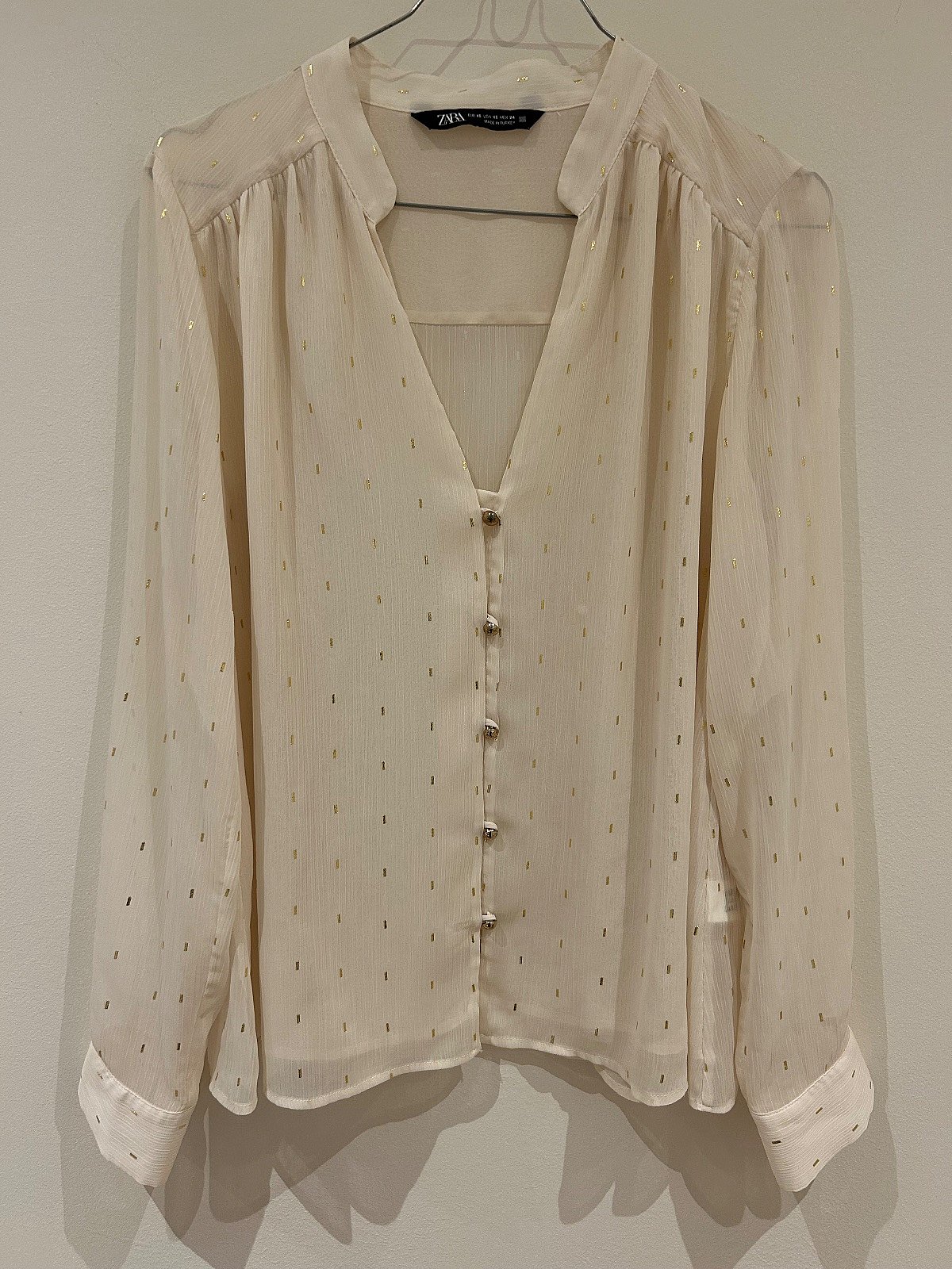 Zara Cream metallic detail blouse, photo 2