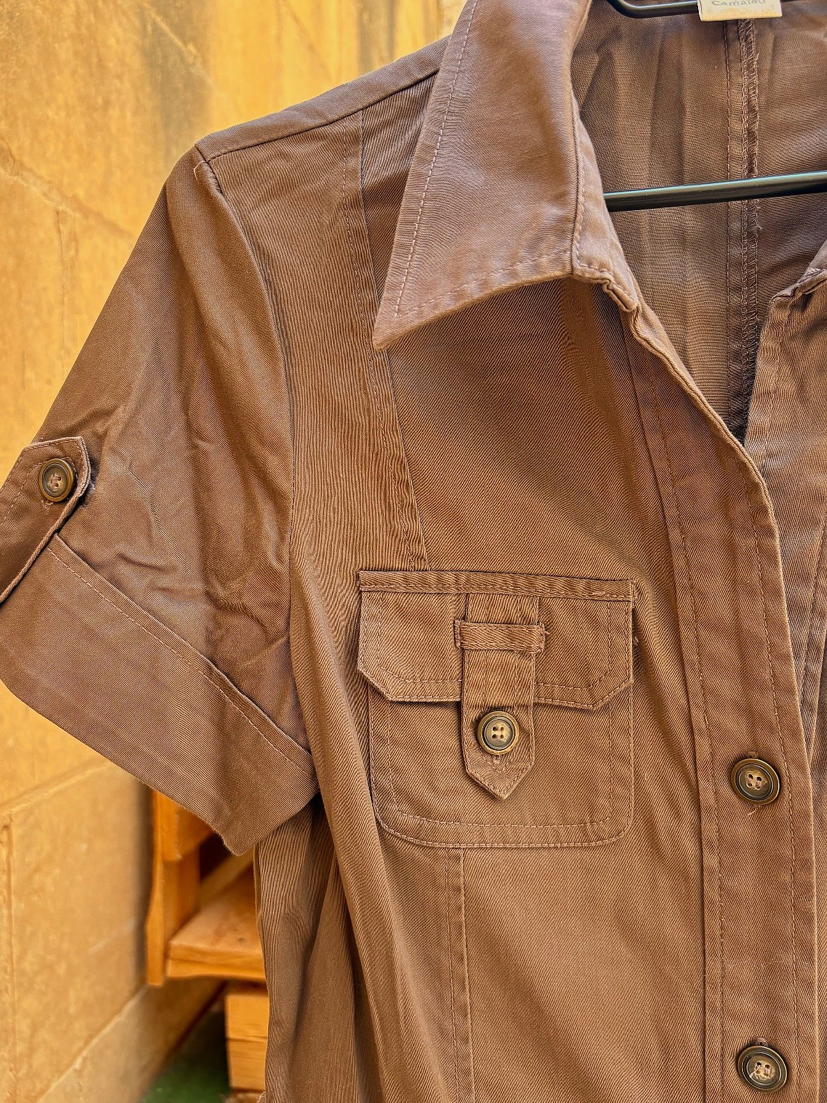 Vintage Camaïeu Brown Button-Up Shirt Dress, photo 2