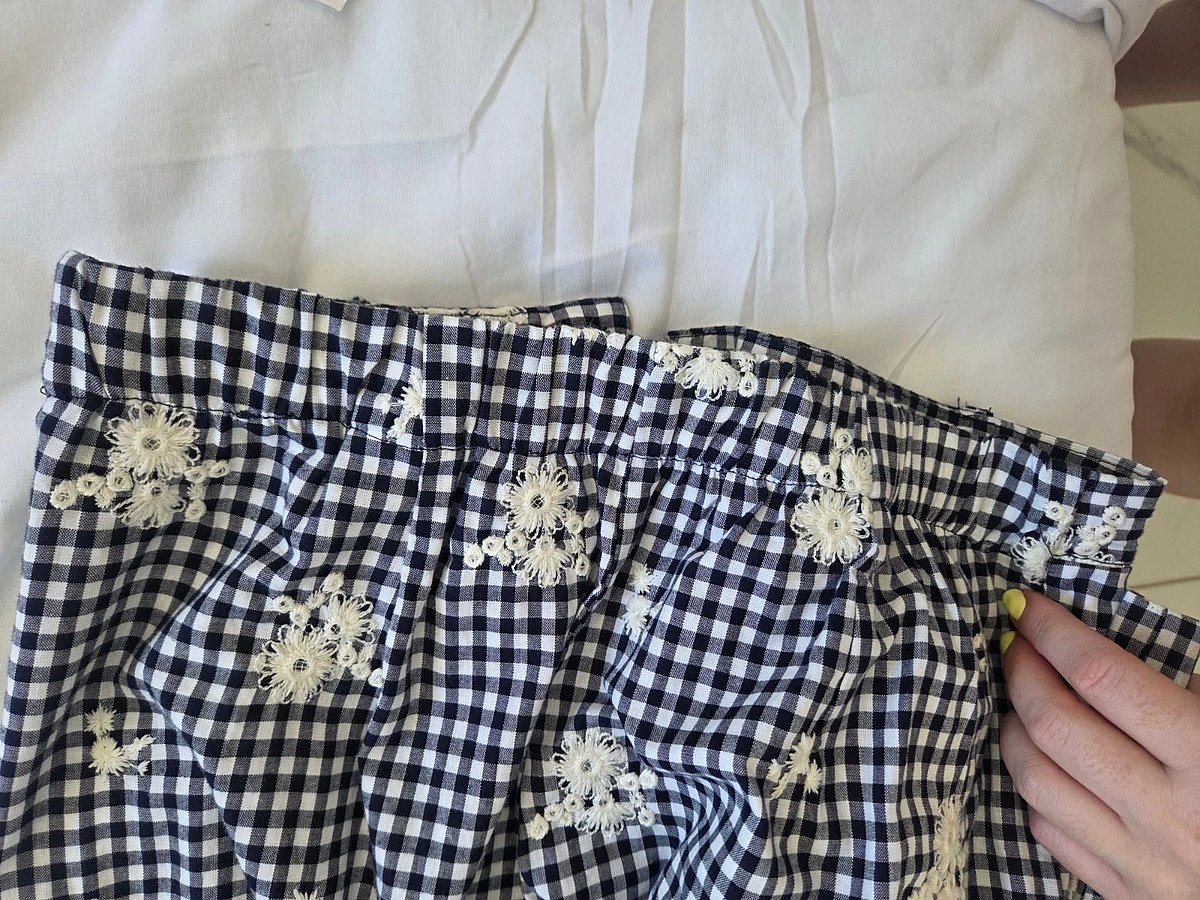 ZARA gingham floral embroidered trousers, photo 2