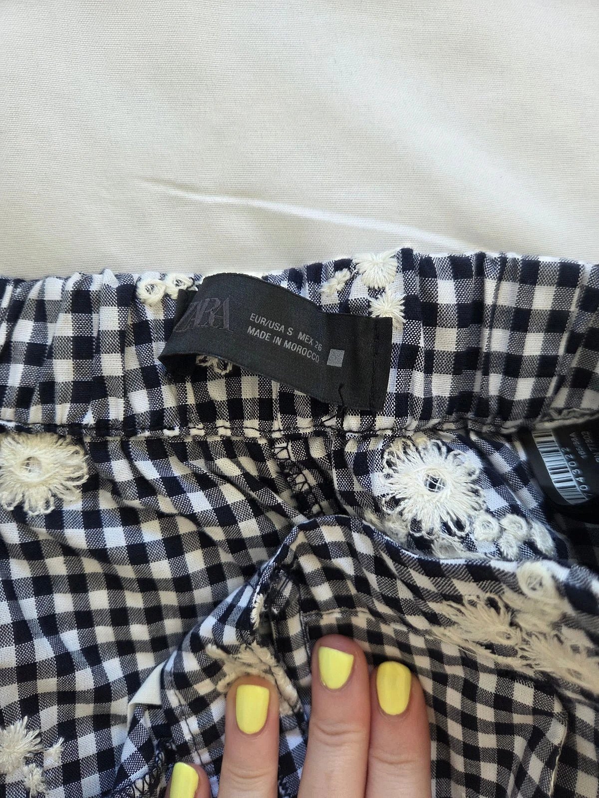 ZARA gingham floral embroidered trousers, photo 4