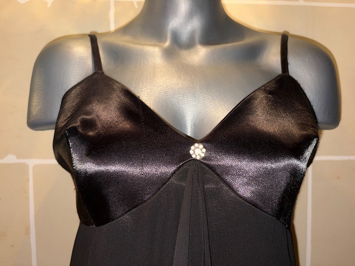 Fancy Black Satin Dress EU42, photo 2