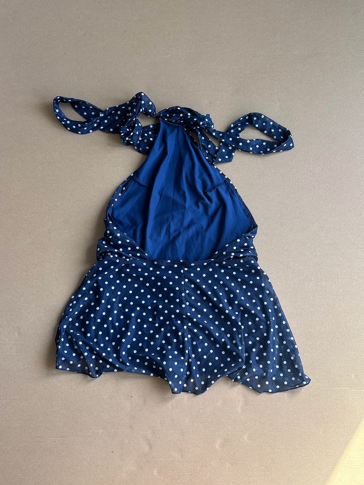 Polka dot halter neck playsuit with open back , photo 3