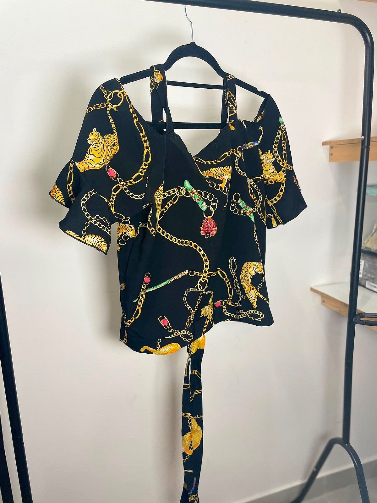 Black Chain Print Blouse, photo 2