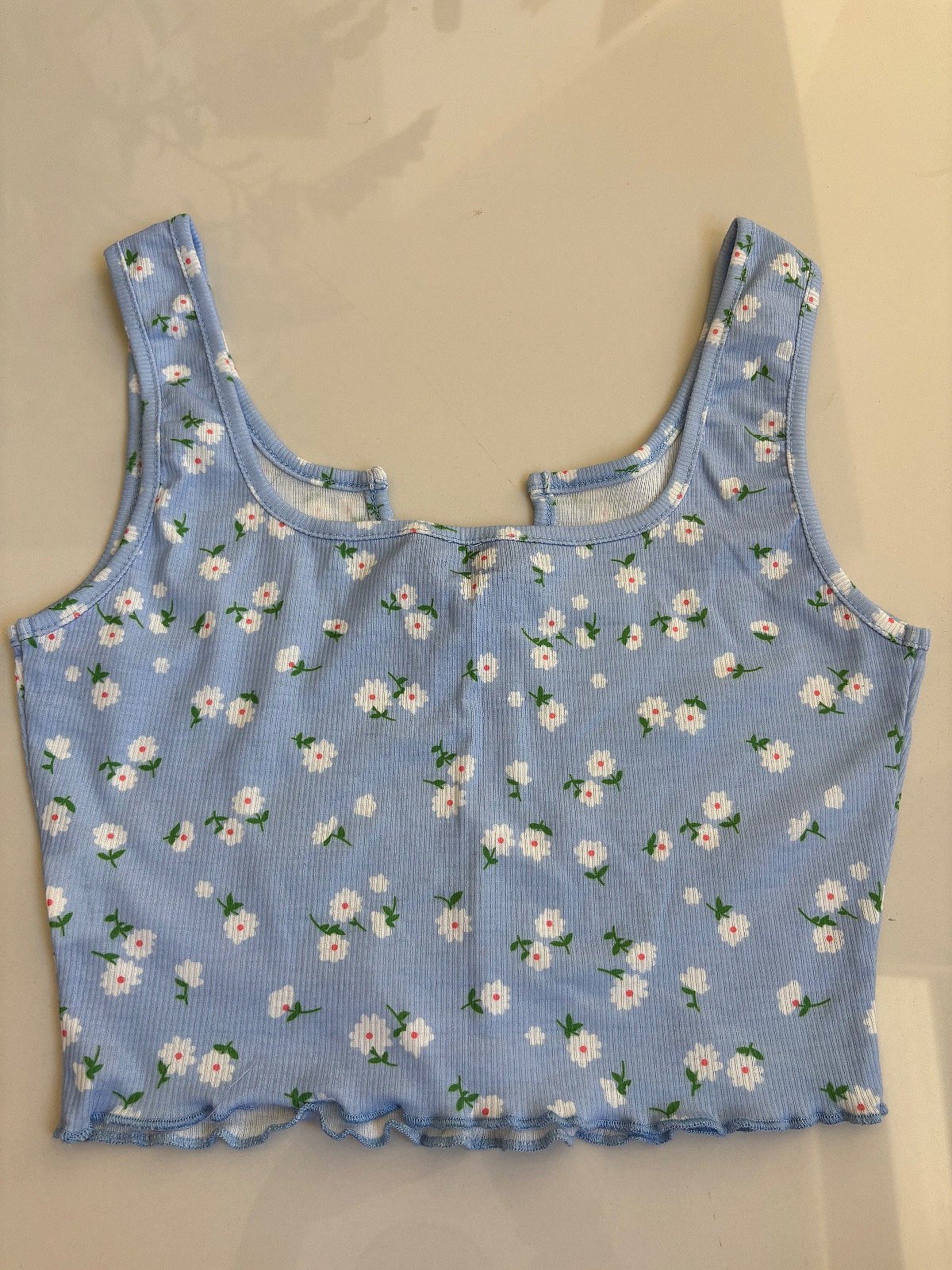 Blue Floral Ribbed Tank, photo 2