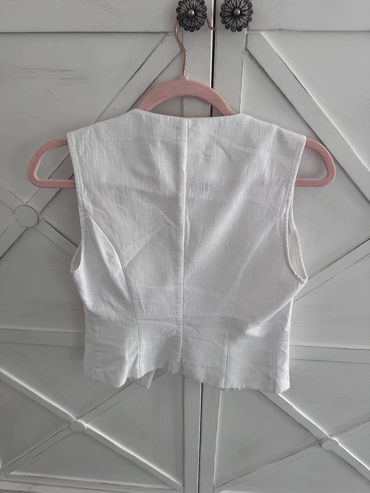 White linen-blend button waistcoat, photo 4
