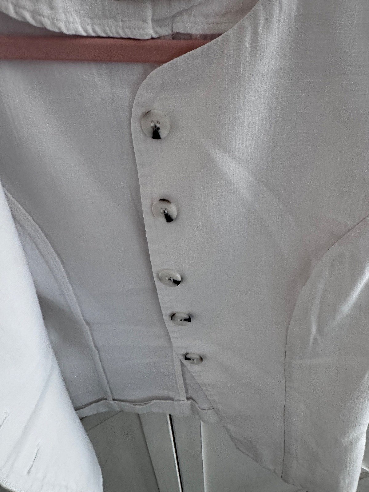White linen-blend button waistcoat, photo 5