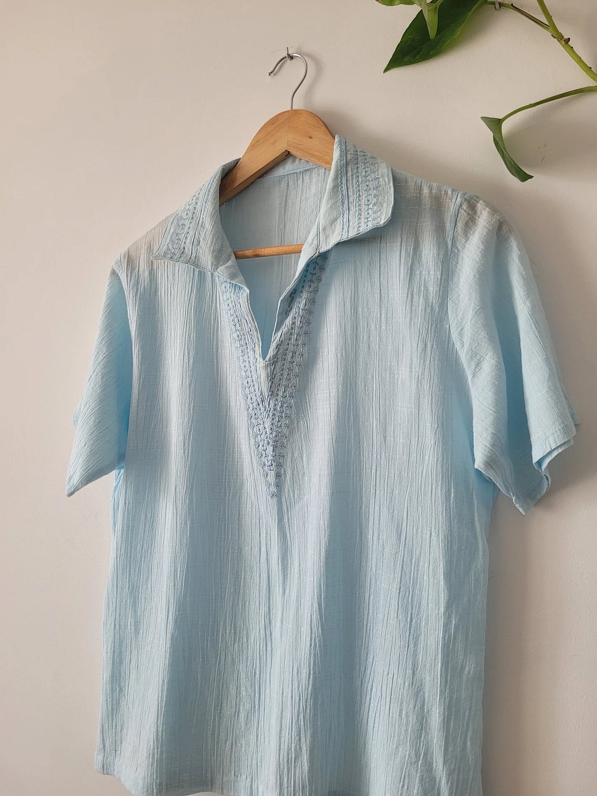 Light Blue Embroidered Collared Shirt, photo 2