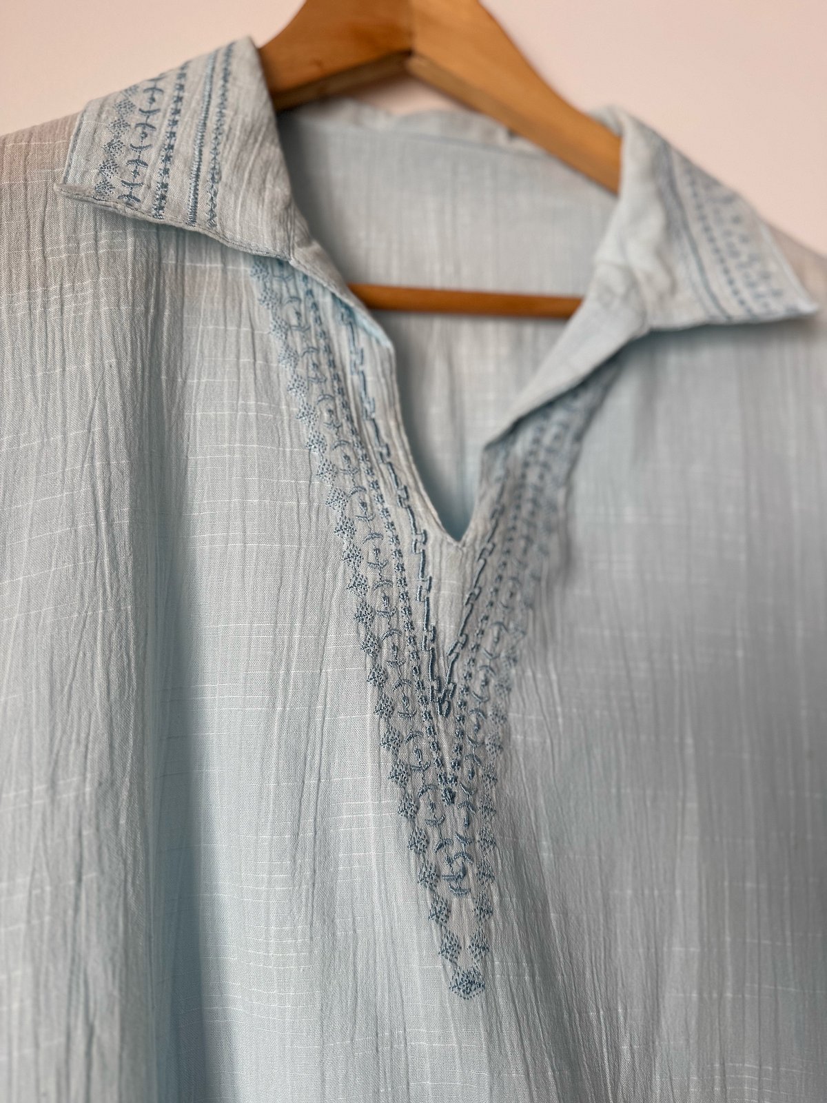 Light Blue Embroidered Collared Shirt, photo 4