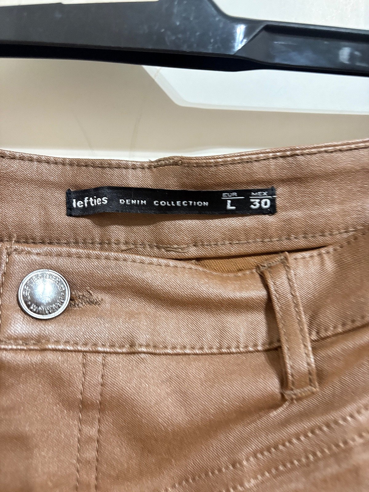 Brown faux leather mini skirt, photo 2