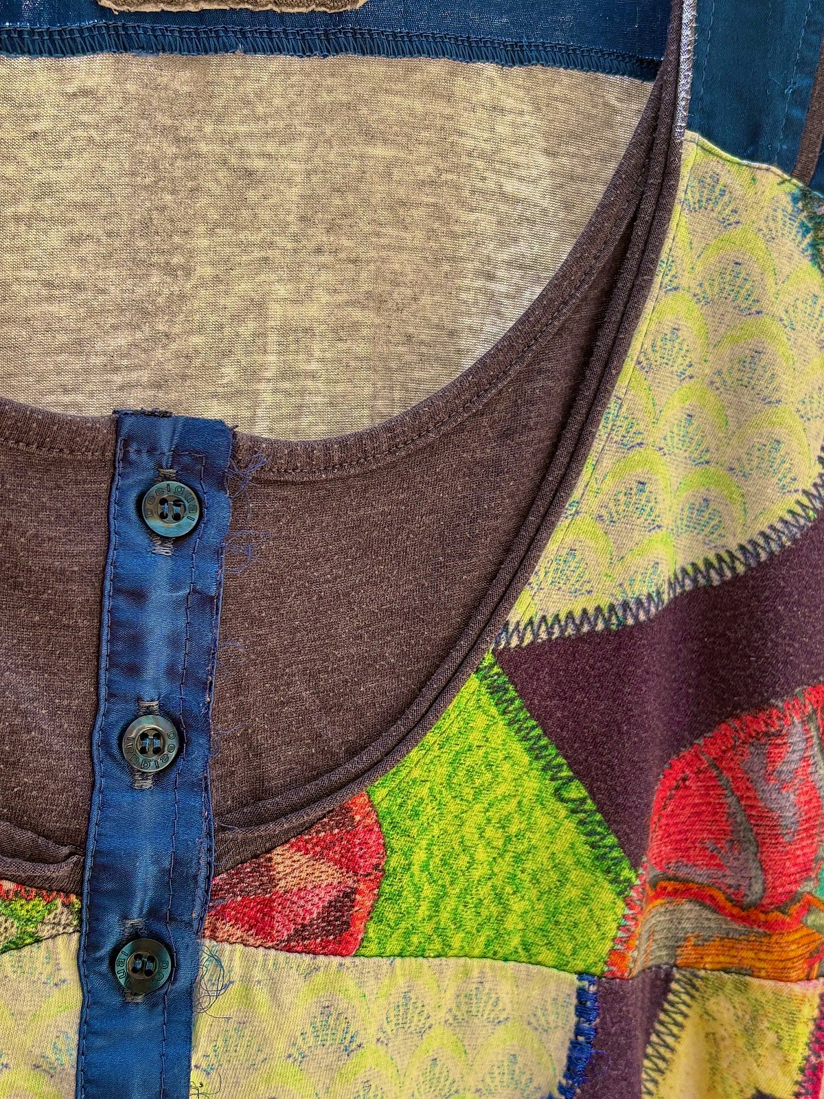 Early 00’s Desigual Patchwork Button Up Top, photo 3