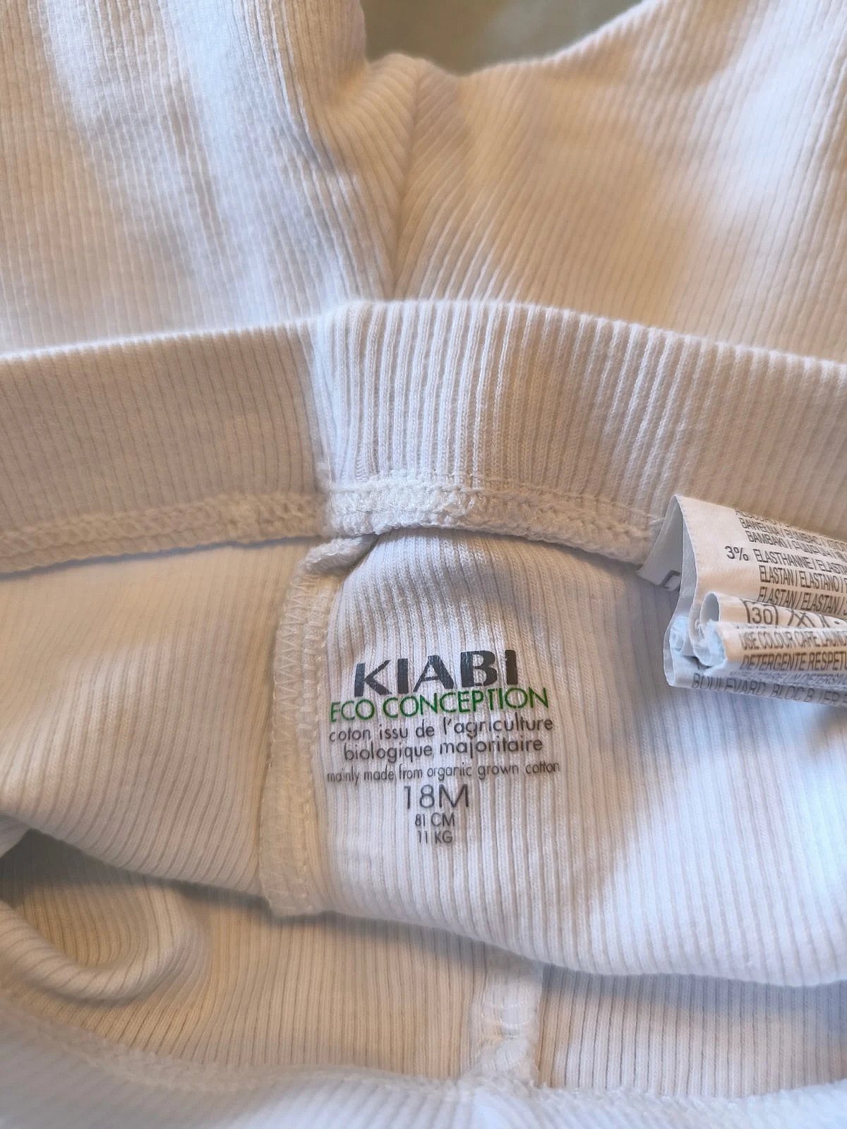 White ribbed baby leggings, photo 3