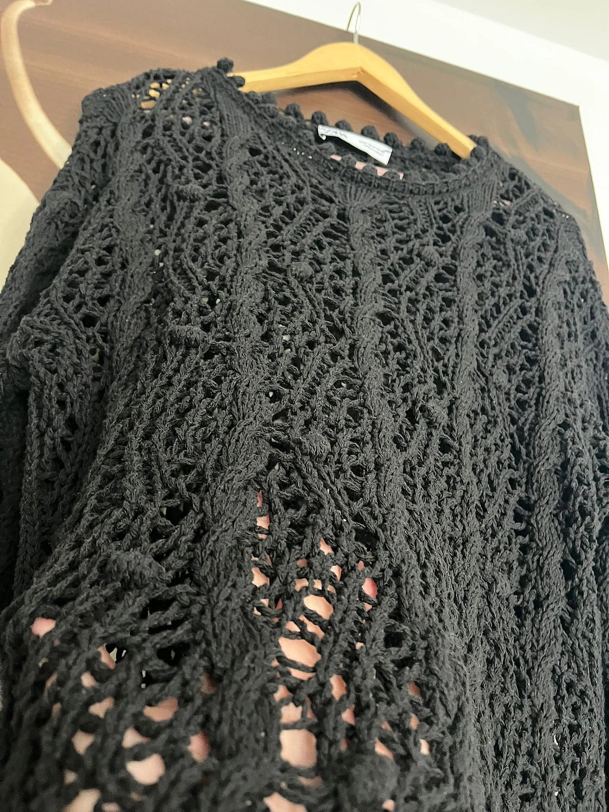 Black Crochet Open Knit Sweater, photo 4