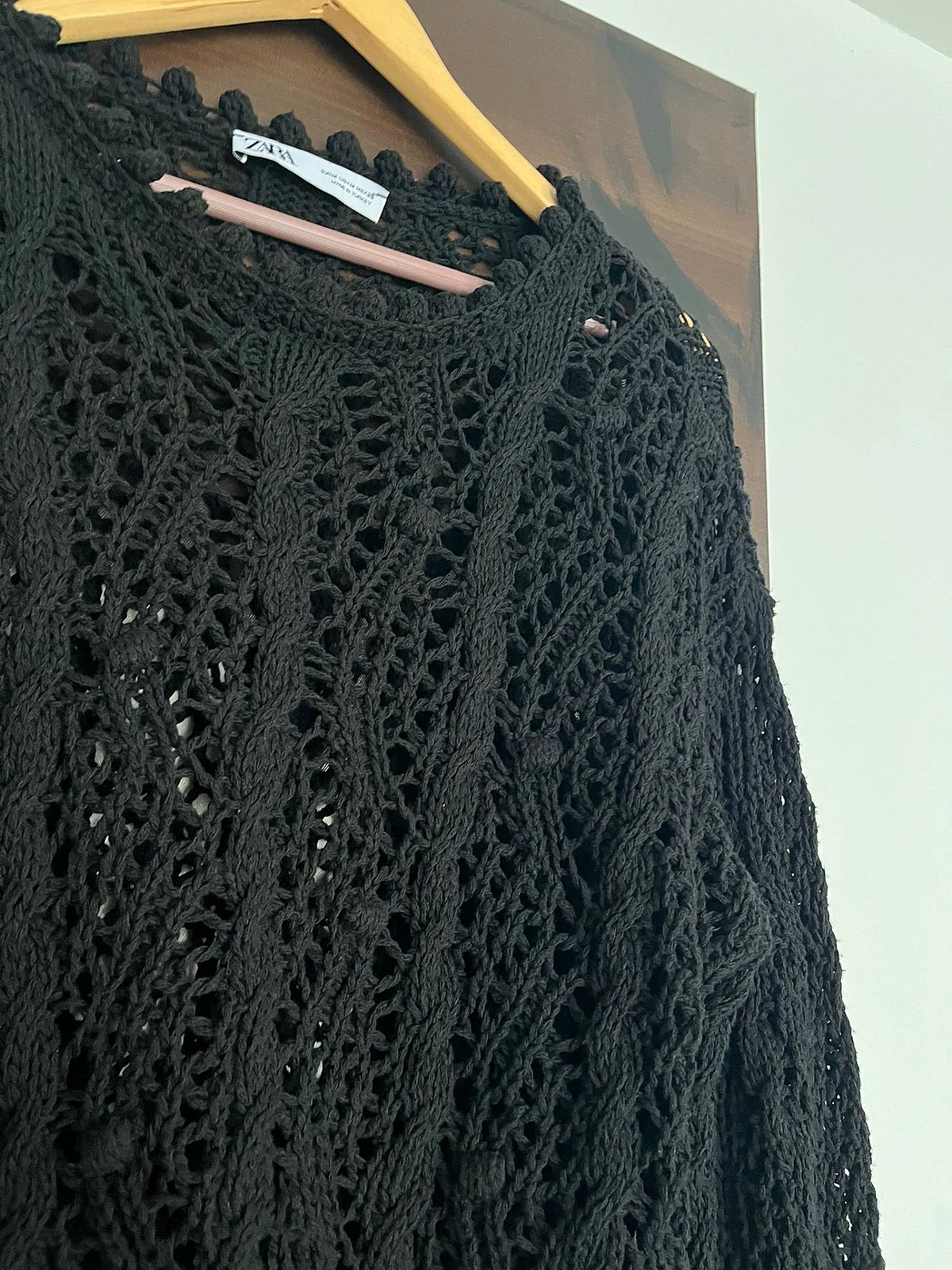 Black Crochet Open Knit Sweater, photo 2