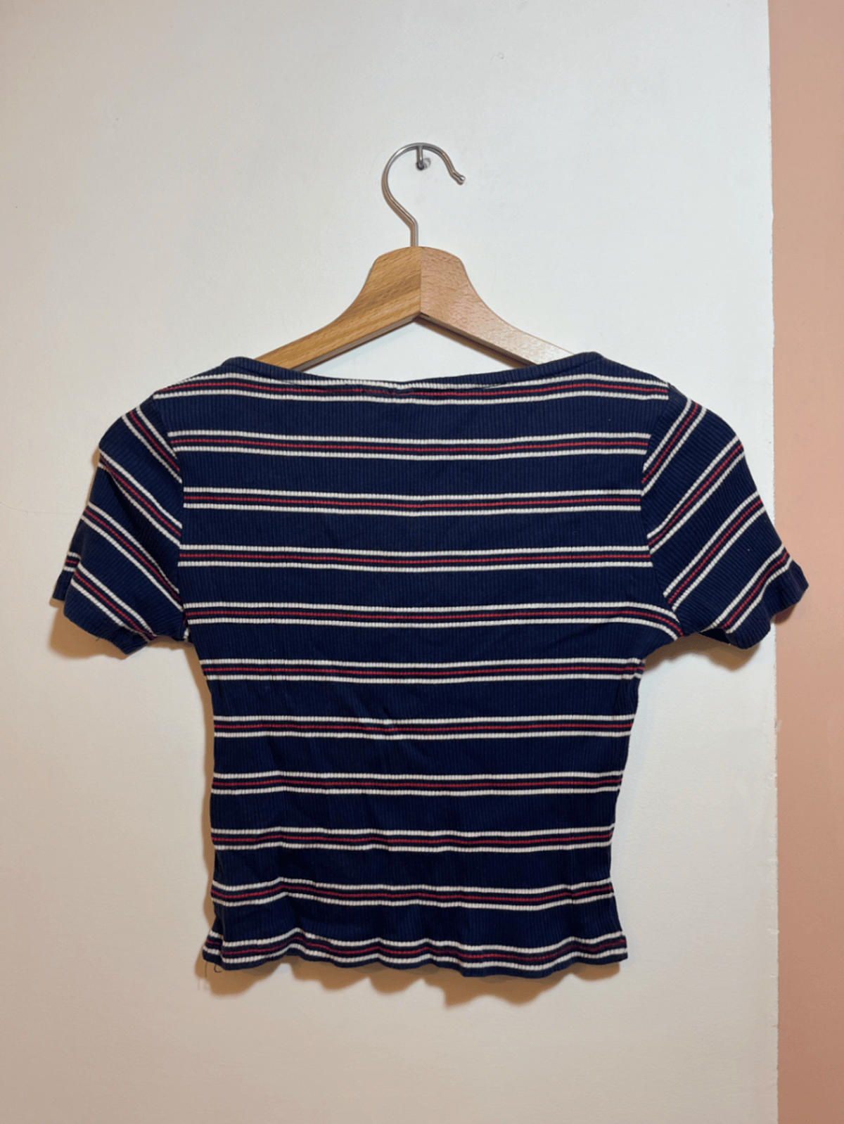 Divided Ribbed Striped Short Sleeve Top - photo 2