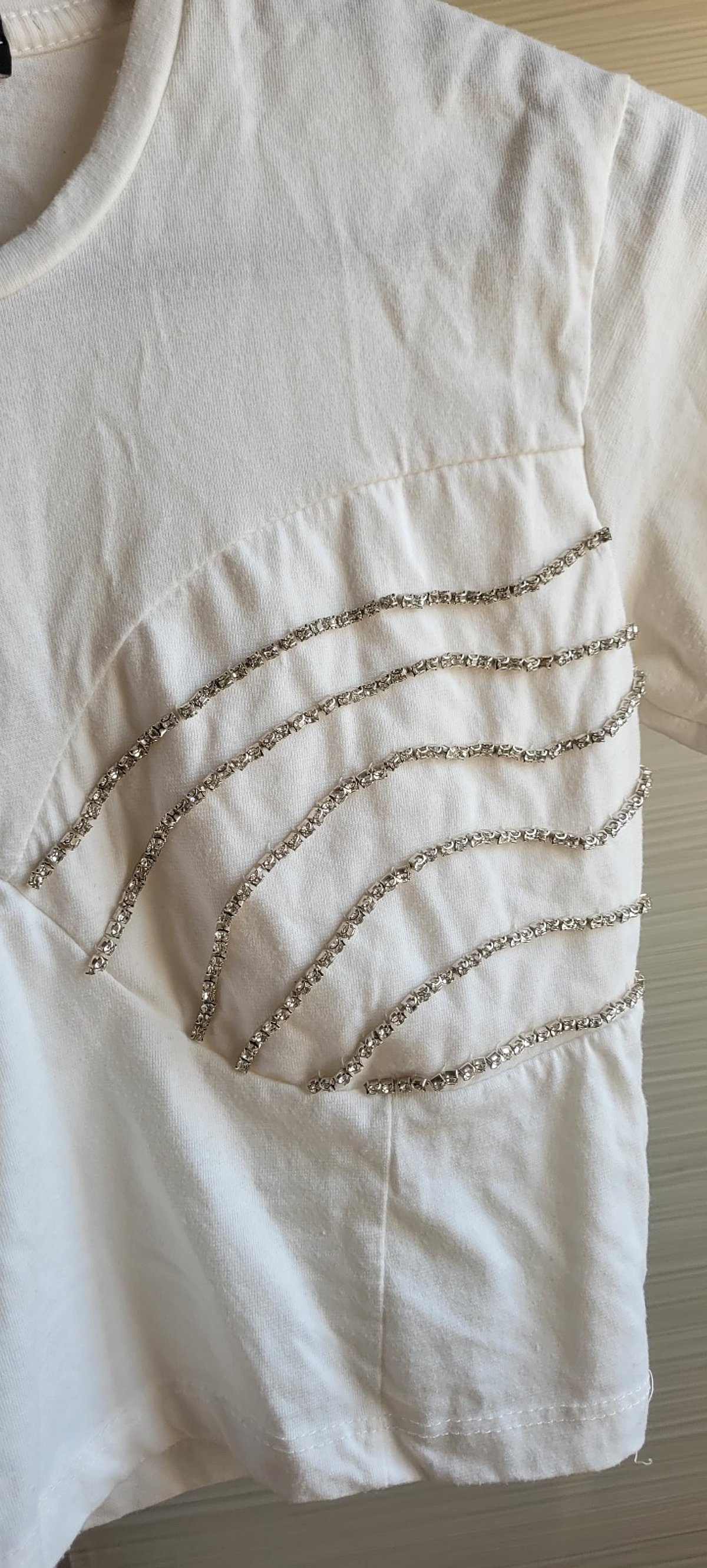 White Rhinestone Embellished Crop Top, photo 3