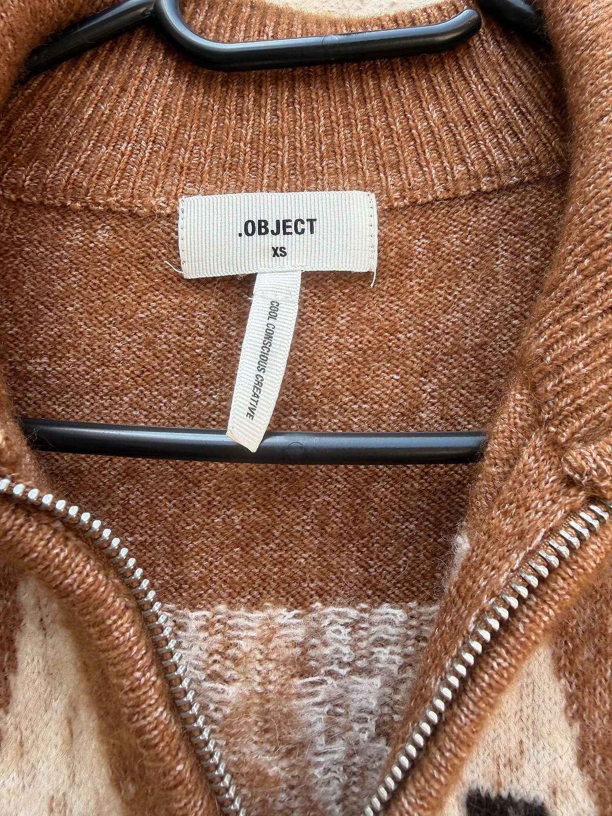 Jersey Fair Isle de Object con cremallera hasta el cuello en color óxido., foto 4