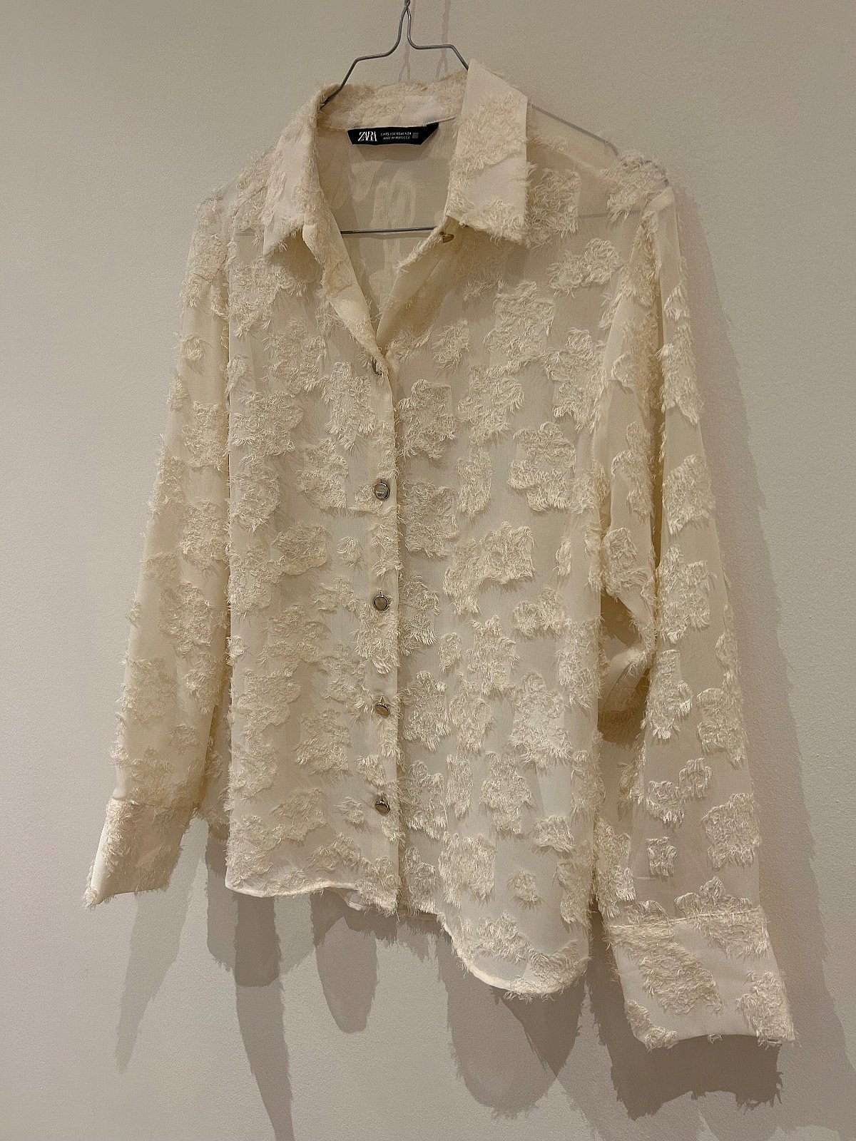 Zara Textured sheer button-up blouse, photo 2