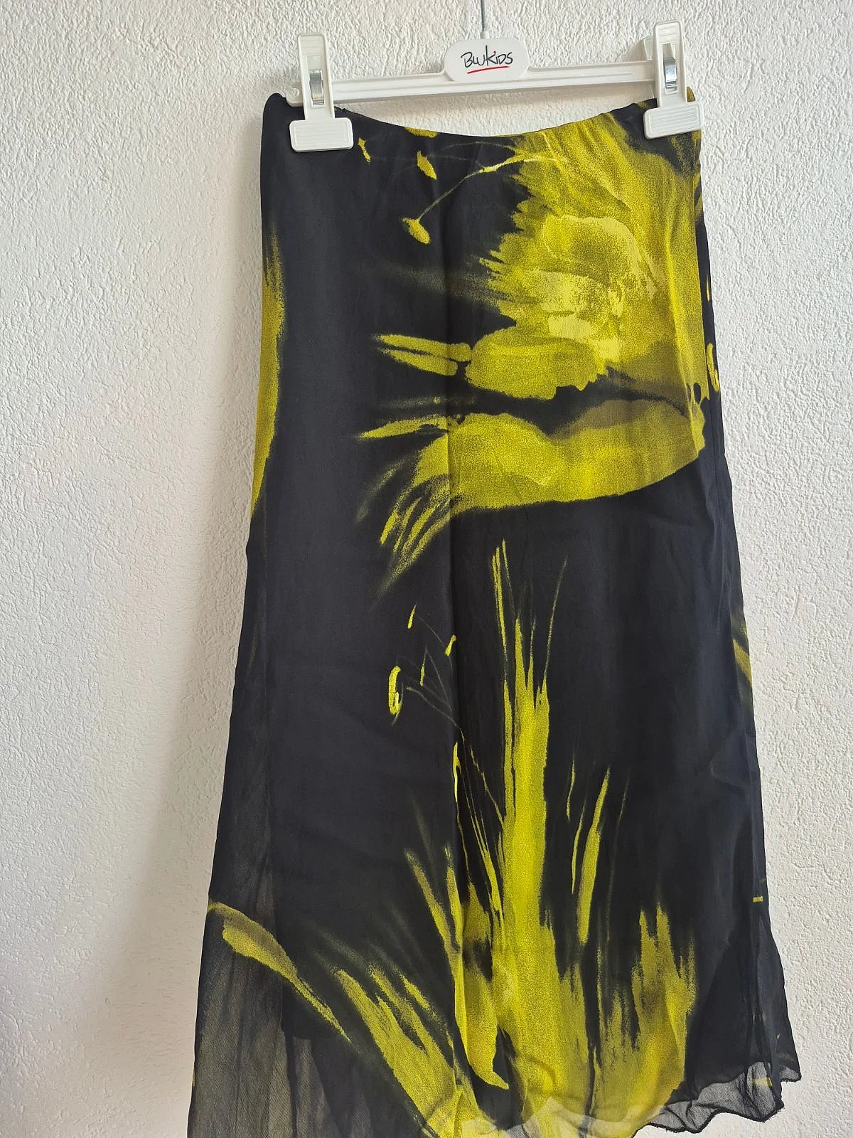 Black and yellow abstract midi skirt, photo 4