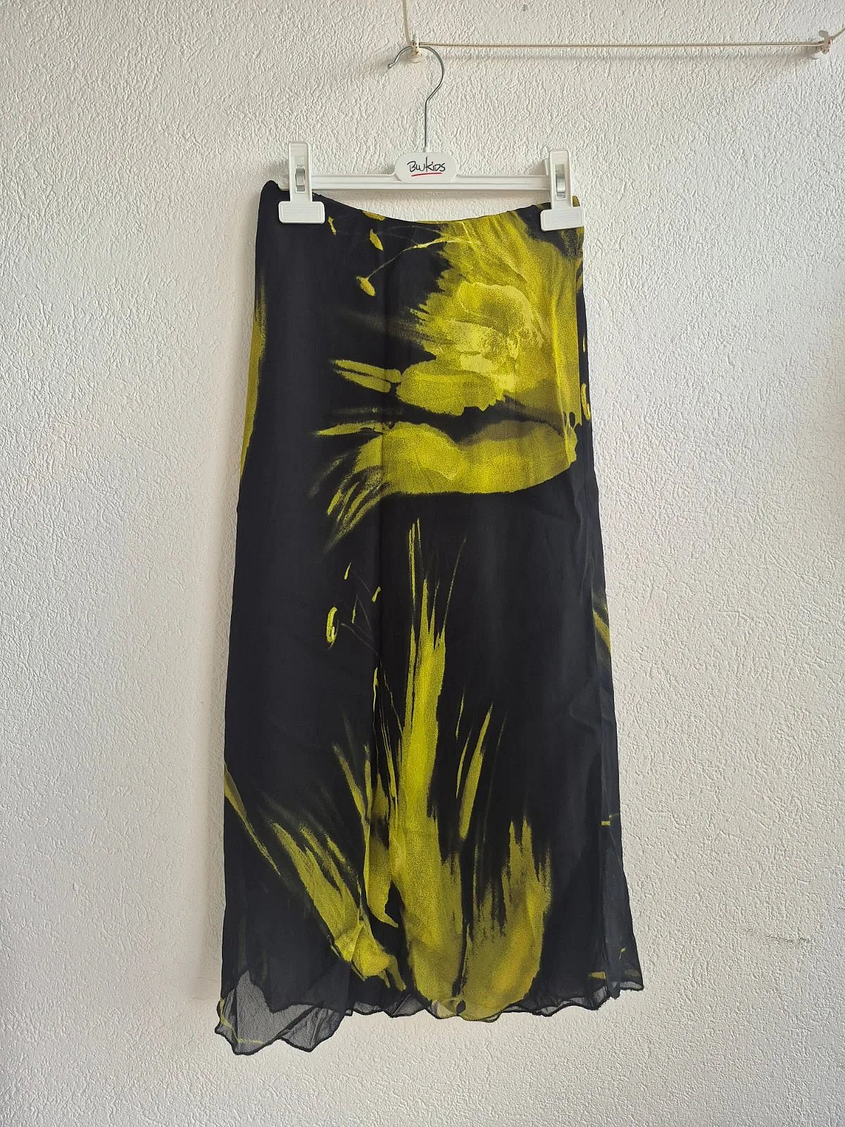 Black and yellow abstract midi skirt, photo 2