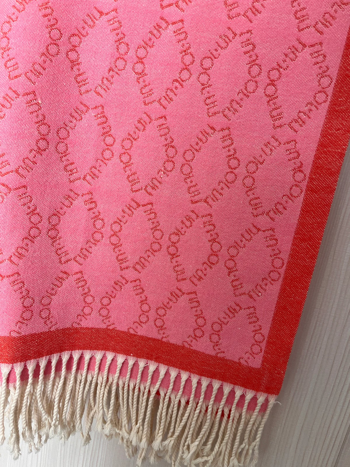 LIU JO Pink & Red Fringed Scarf, photo 3