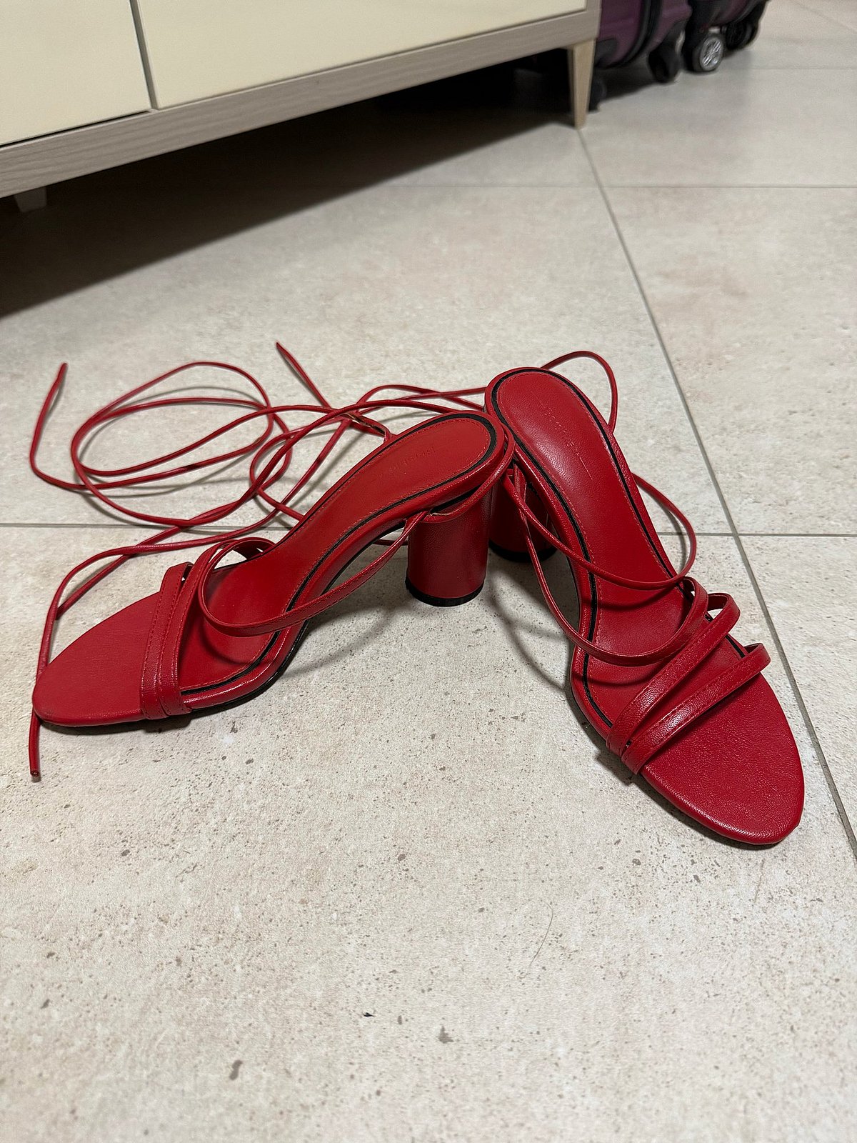 Bershka Red strappy block heels, photo 2
